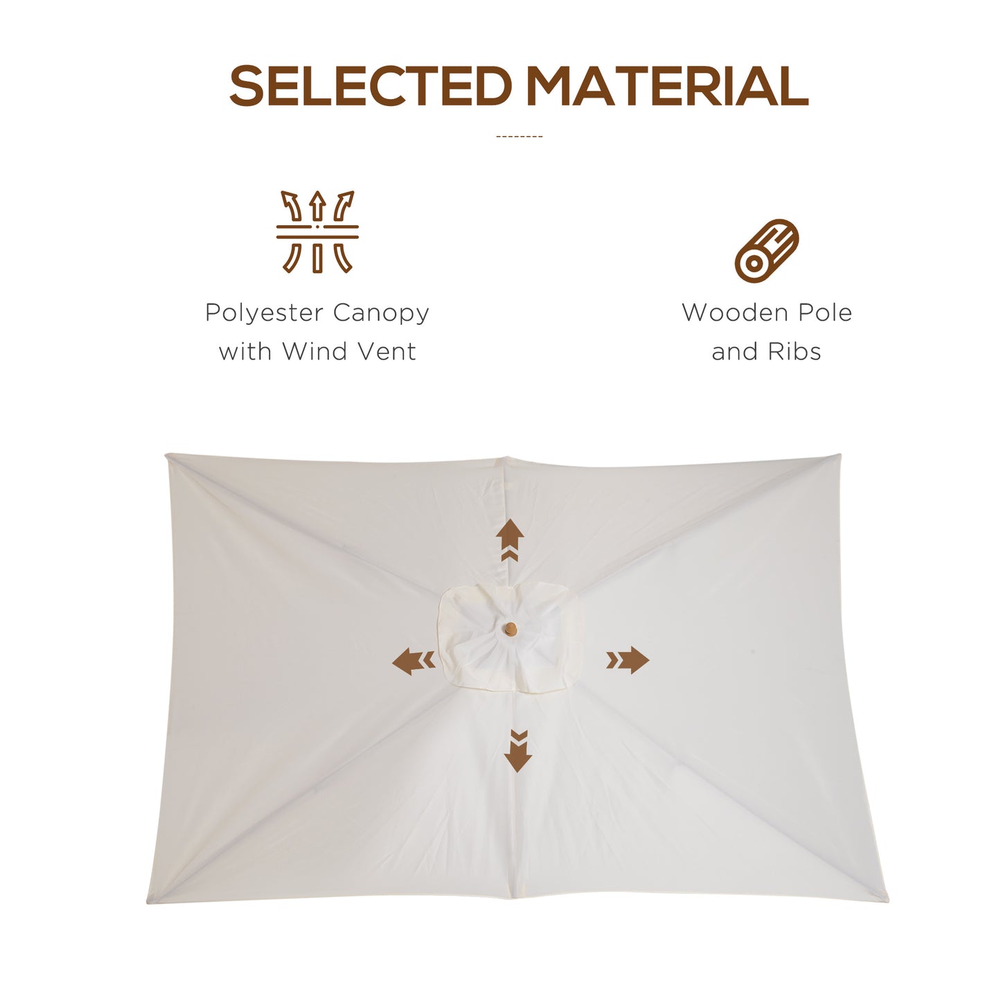 2 x 3m Wooden Garden Parasol Umbrella Outdoor Sun Shade Canopy