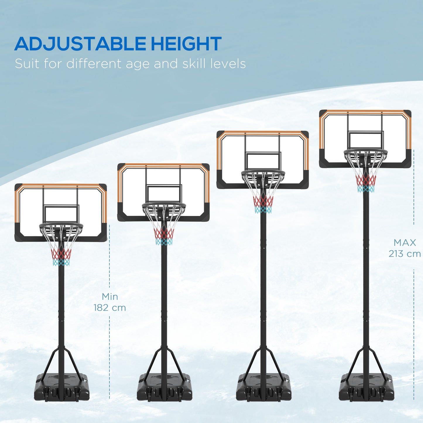 Height Adjustable Basketball Stand Net Set System (1)