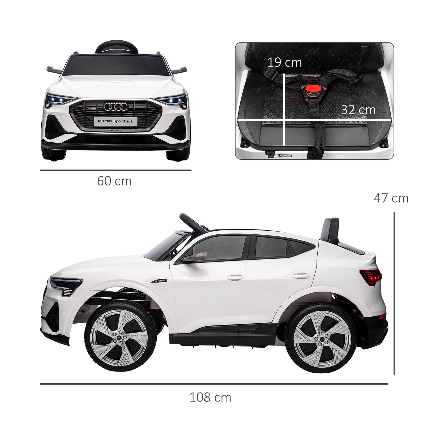 12V Kids Electric Ride-On Car, with Remote Control, Lights, Music