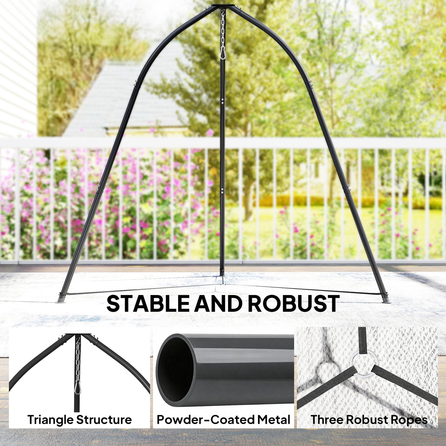 Hammock Stand for Hanging Chair Adjustable Height Tripod Hammock