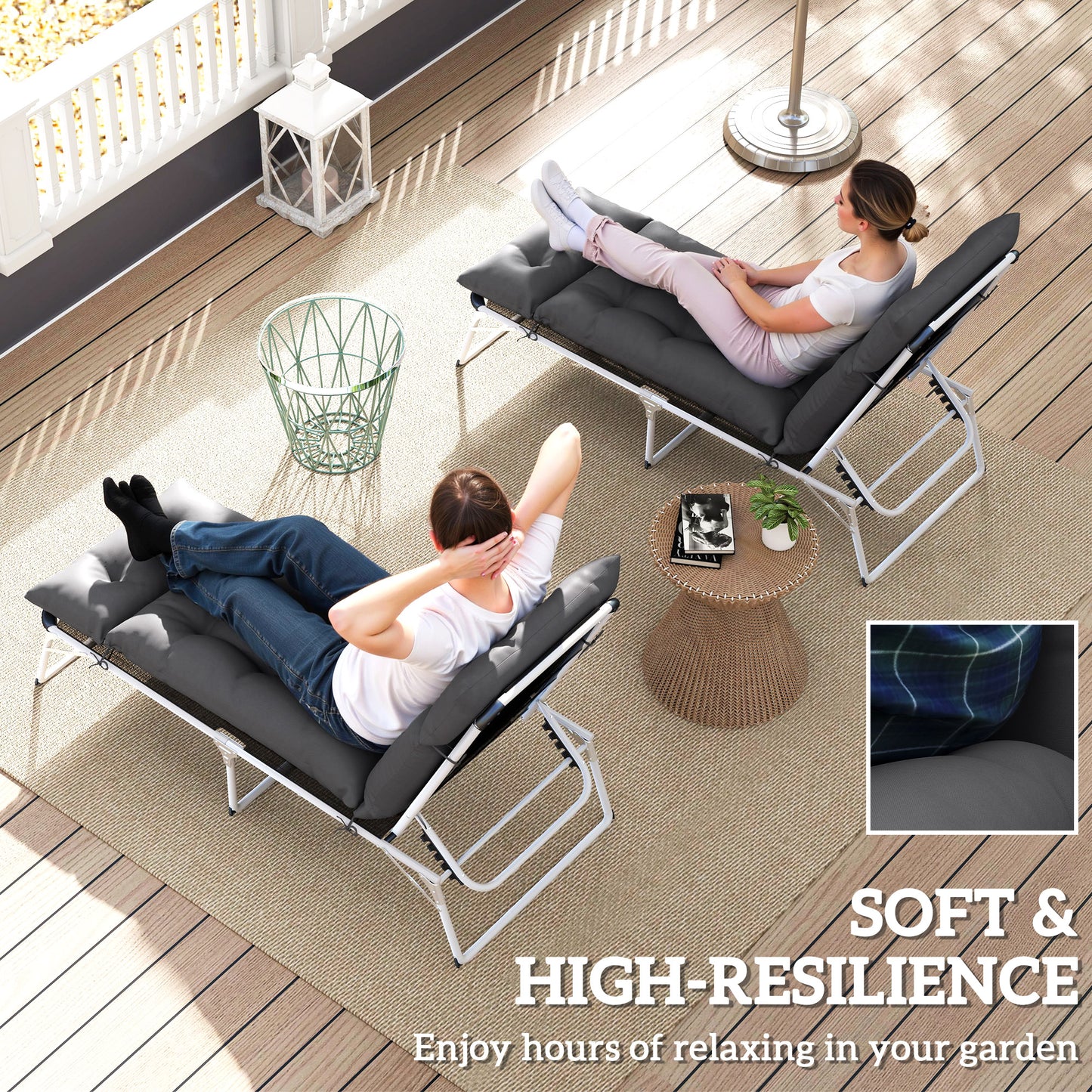 Set of Two 190 x 56cm Sun Lounger Cushions