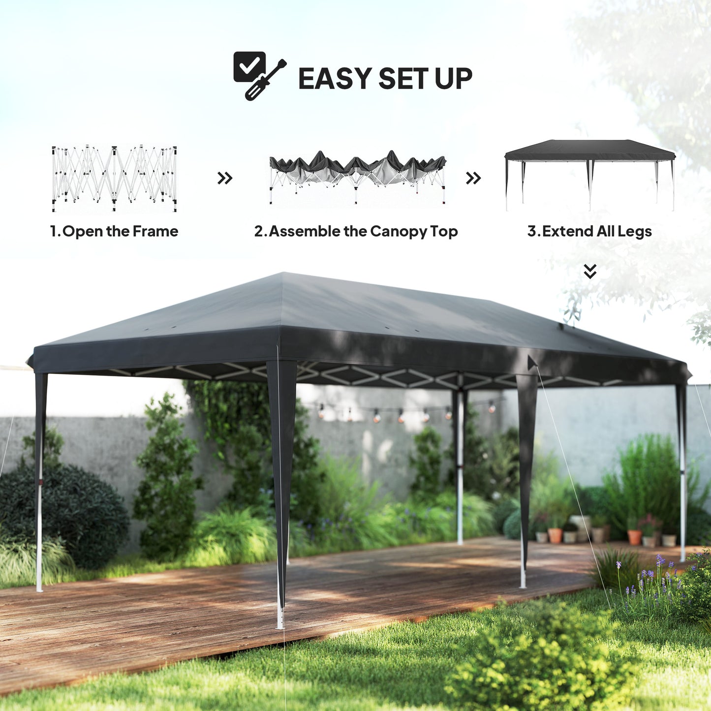 6 x 3 m Pop-Up Steel Frame Gazebo