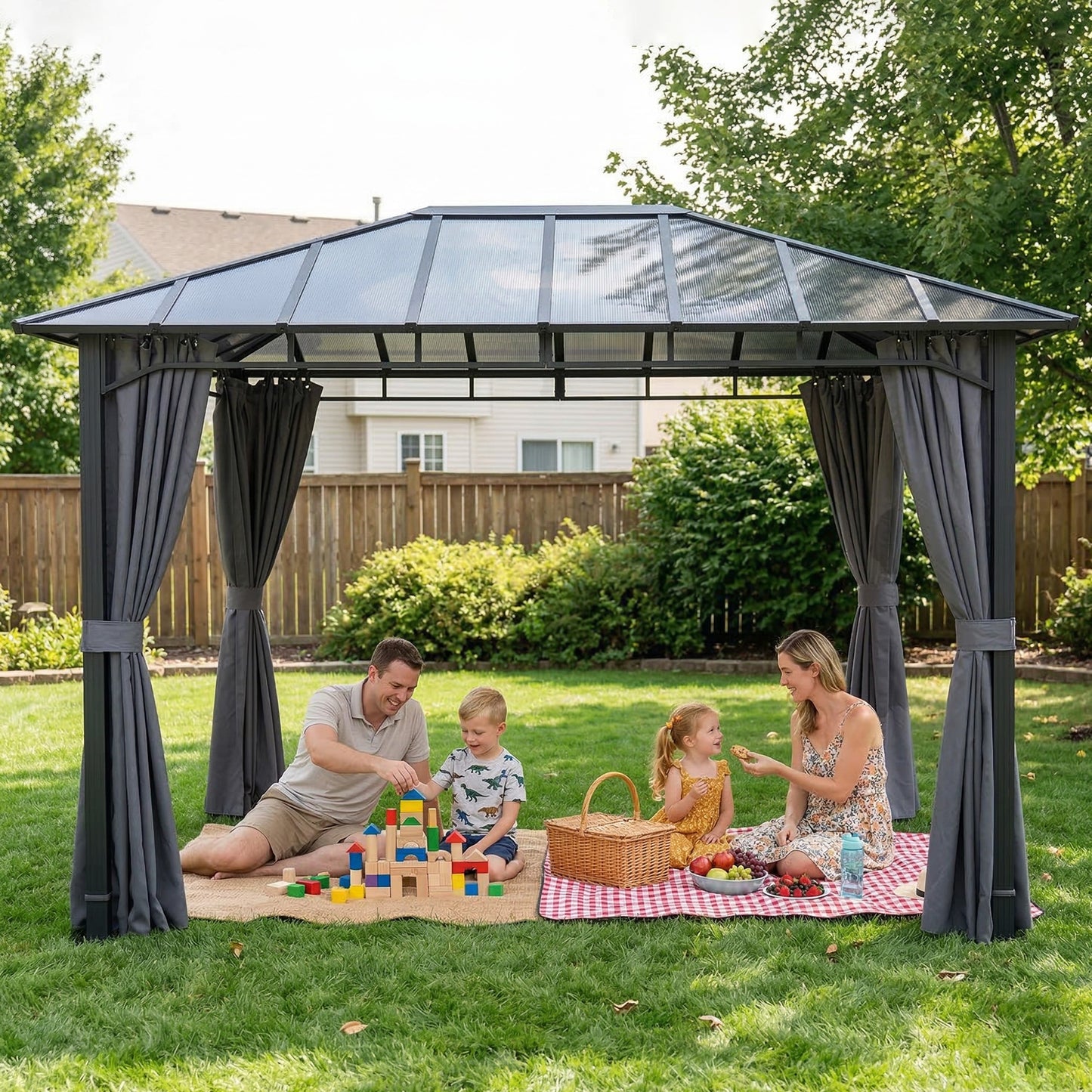 3 x 4 m Outdoor Hardtop Gazebo Canopy with PC Roof