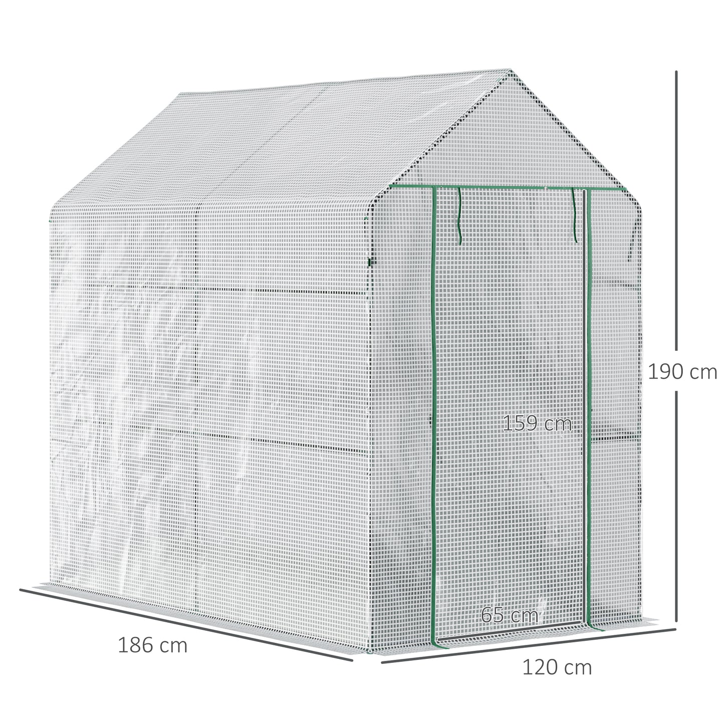 Walk In Greenhouse with 2-Tier Shelves, Roll up Zip Panel Door