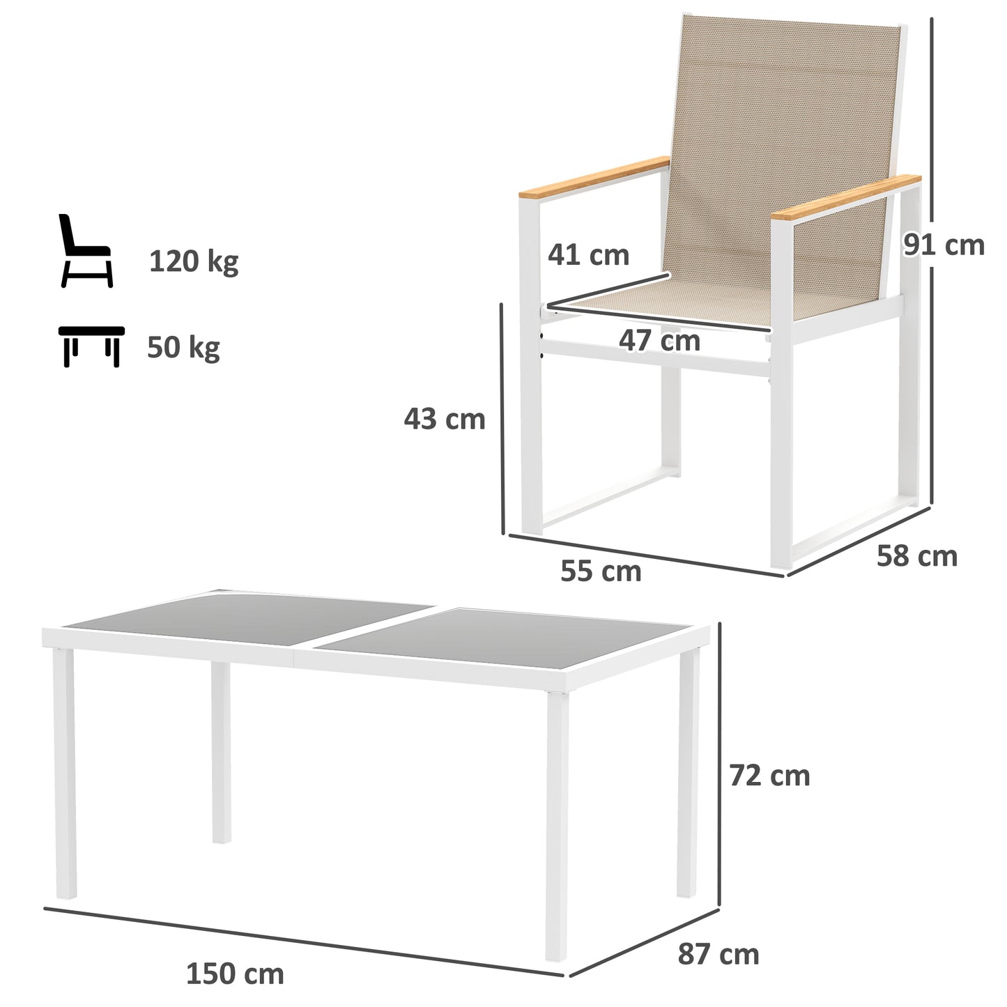 5 Piece Garden Furniture Set with 4 Armchairs