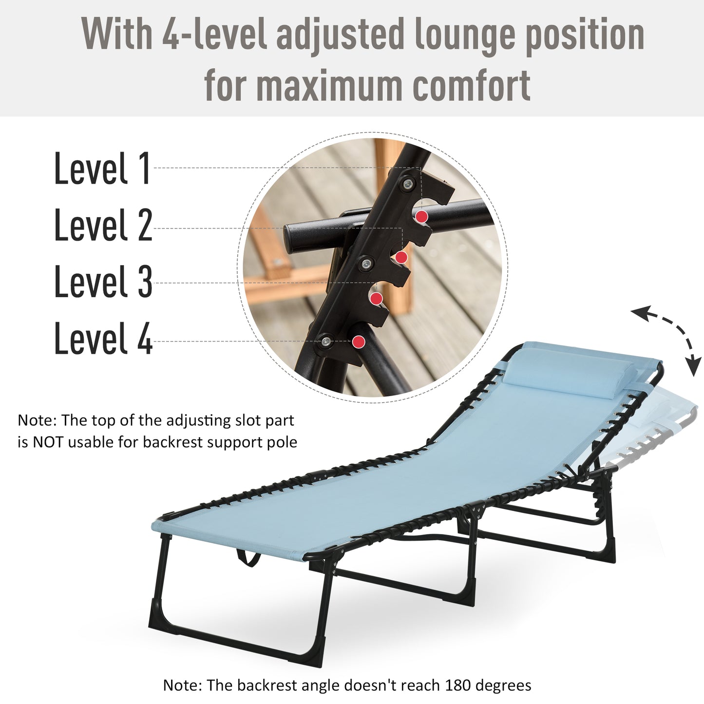 Folding Sun Lounger Beach Chaise Chair Garden Cot Camping Recliner