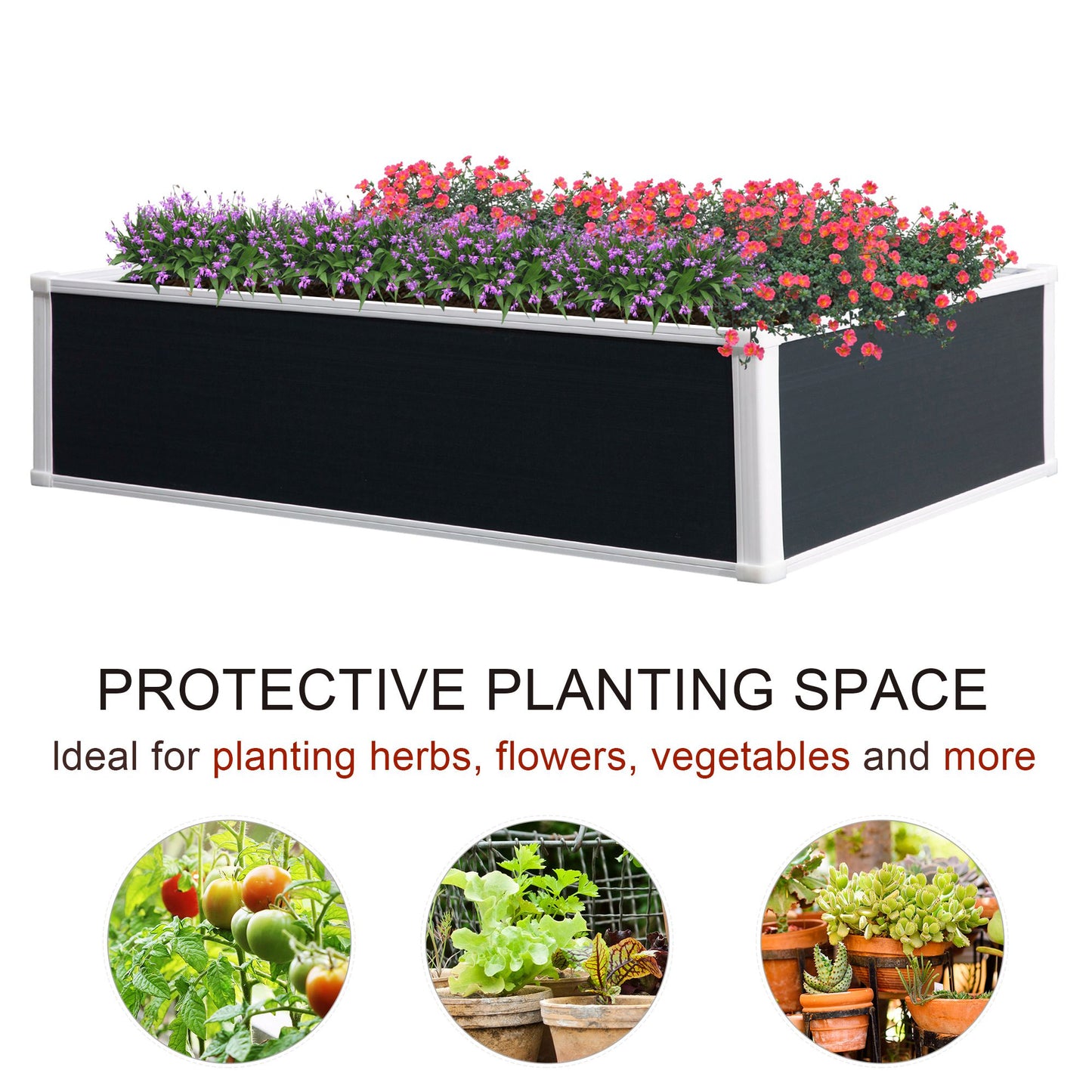302L Raised Garden Bed, Weather-resistant PP Planter Box Containers