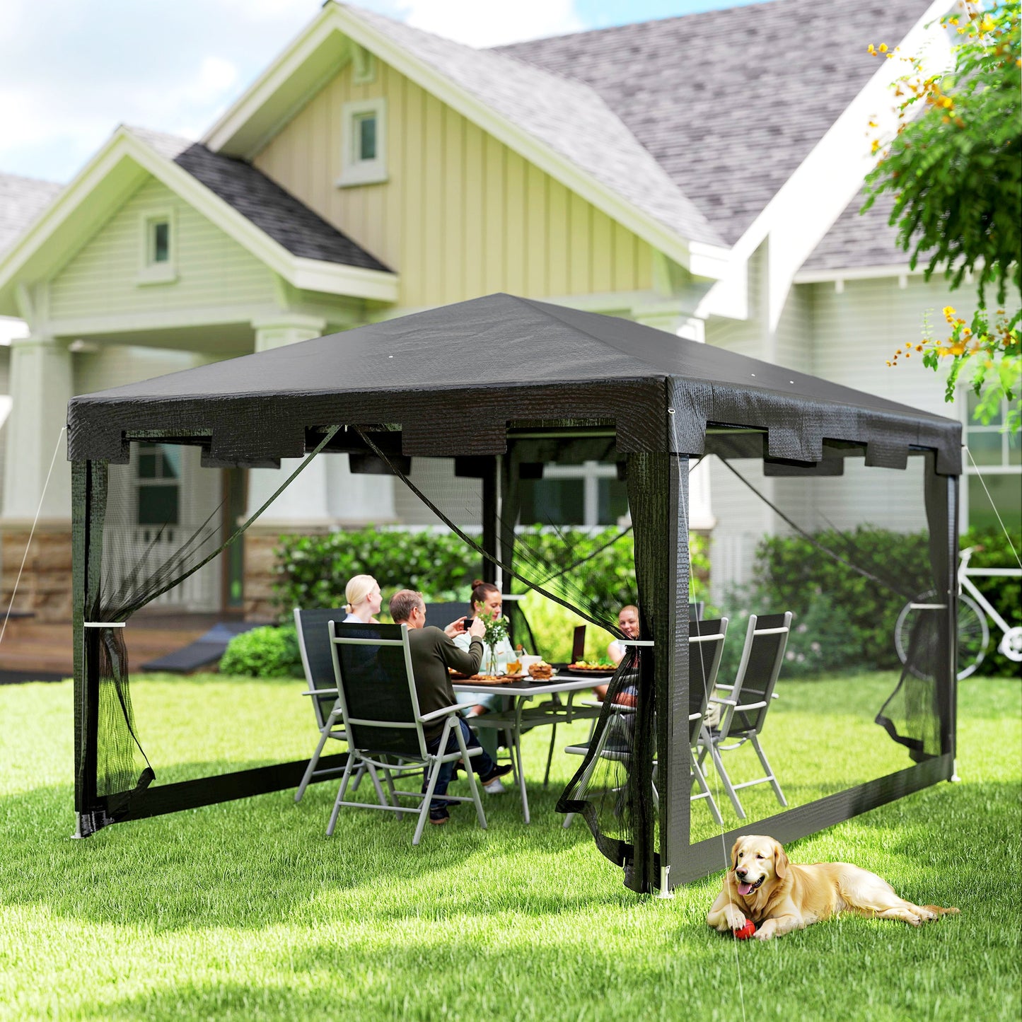 4 x 3 m Party Tent Wedding Gazebo Outdoor Waterproof PE Canopy Shade