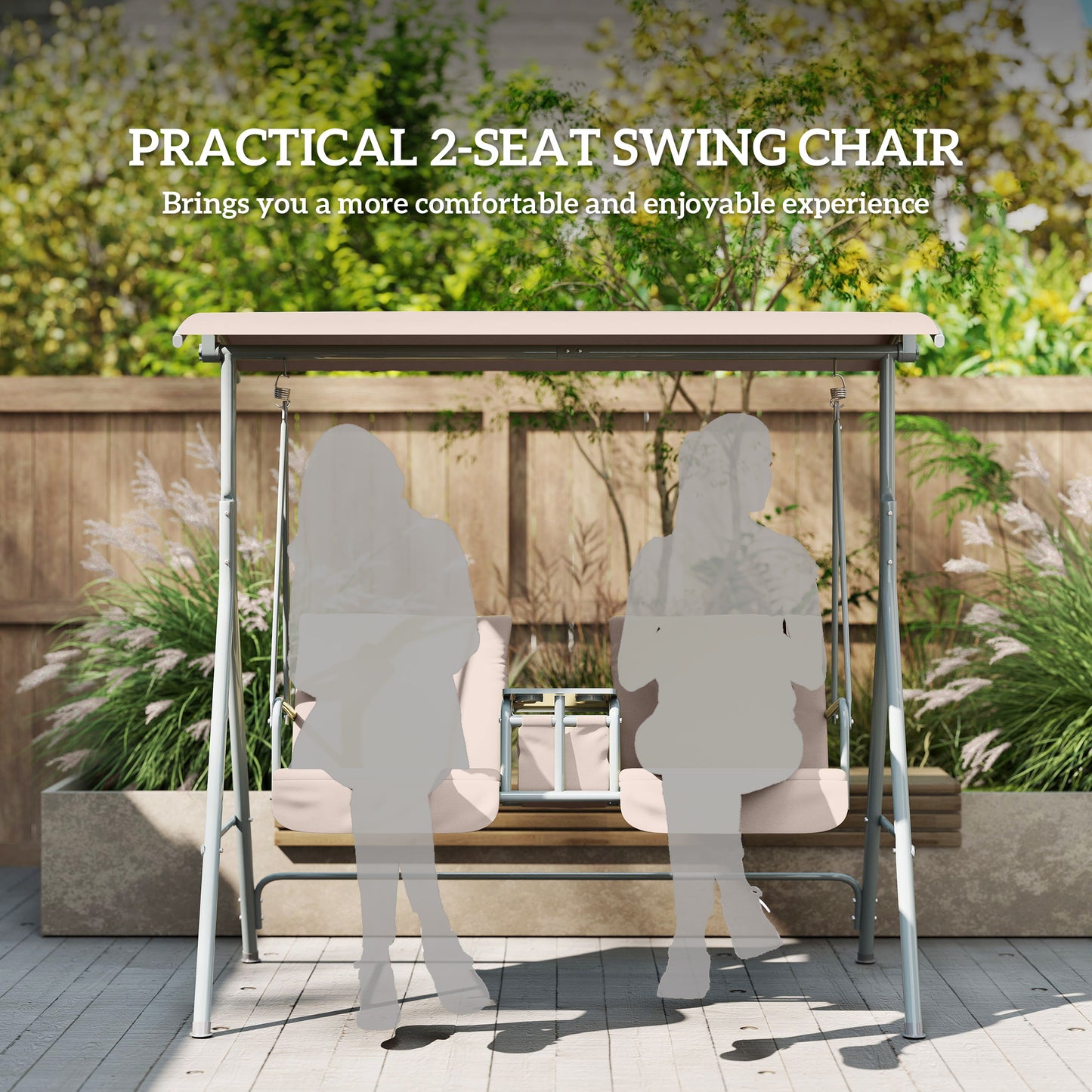 2 Seater Garden Swing Chair Patio Rocking Bench w/ Tilting Canopy