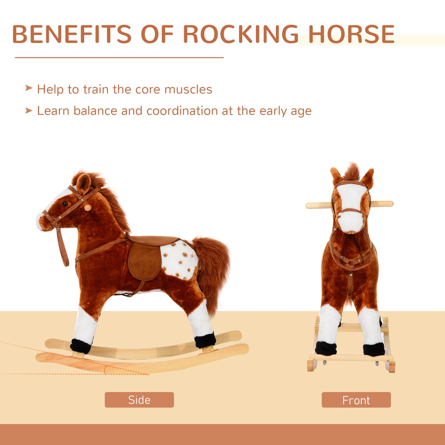 Baby Rocking Horse Plush Ride on Animals Rocker