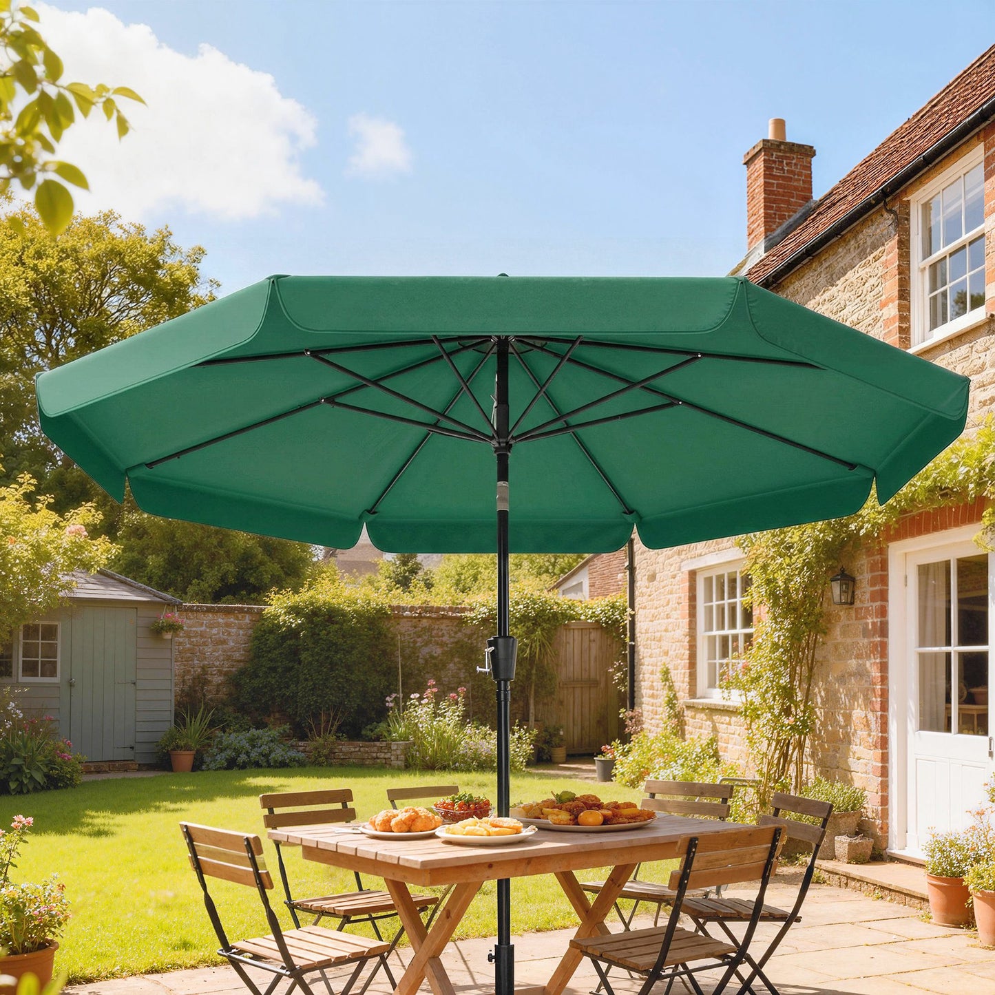 3 m Garden Parasol with Tilt Mechanism & Crank Handle