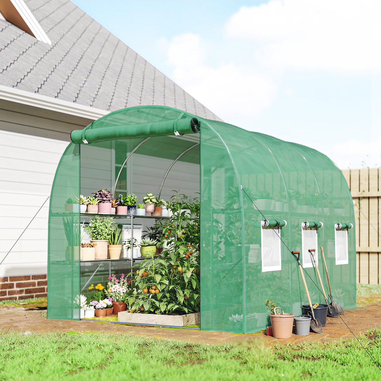 Walk-in Greenhouse with Shelves (1)