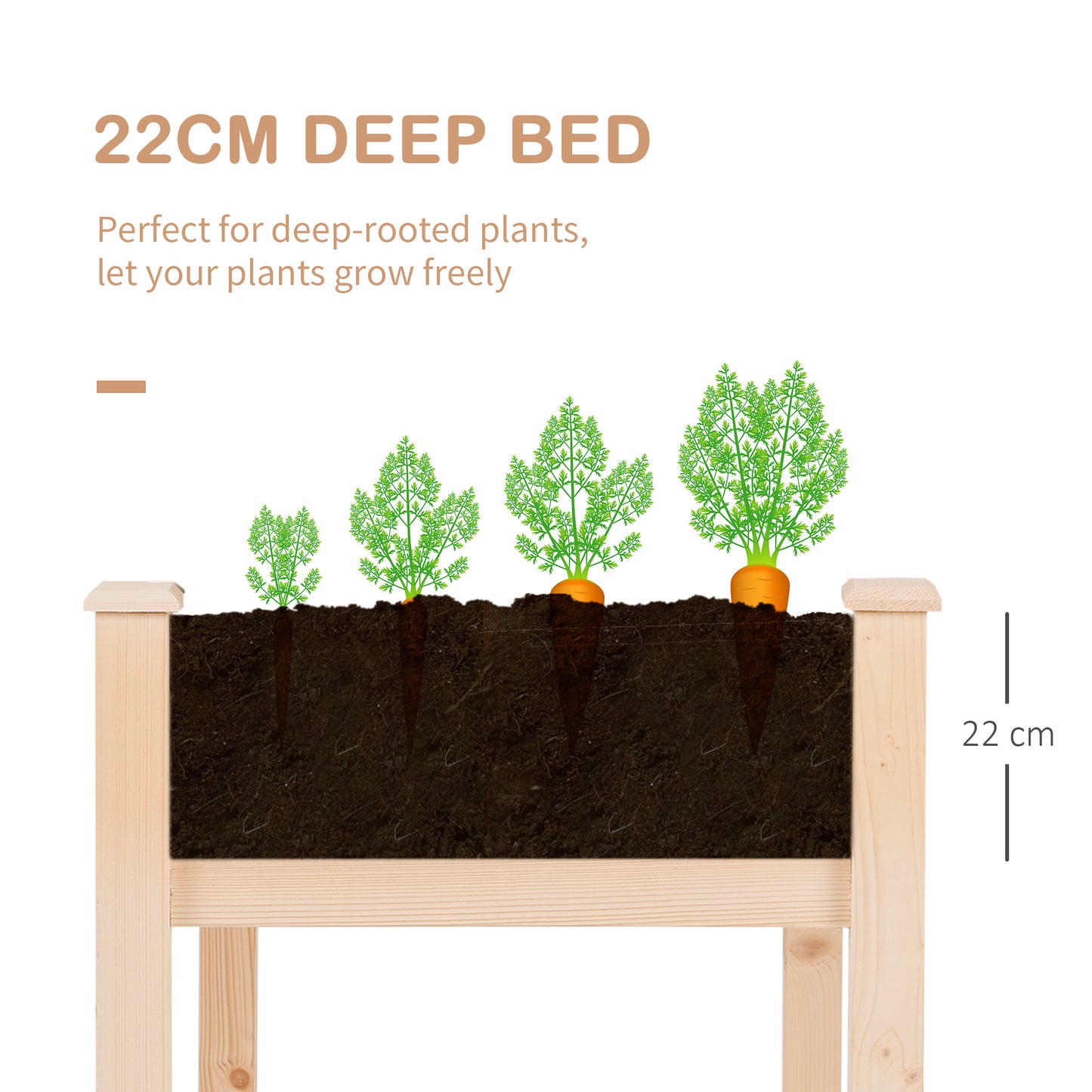 Garden Wooden Planters， Non-Woven Fabric, Rectangular Raised Bed
