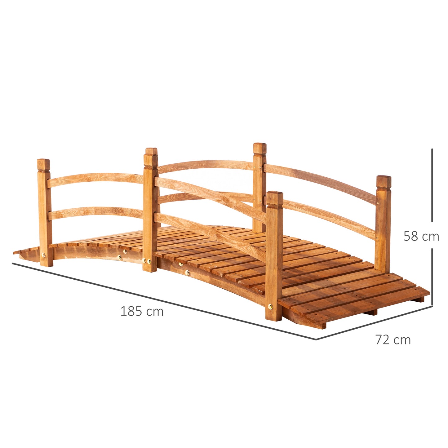 6FT Wooden Garden Bridge with Safety Railings