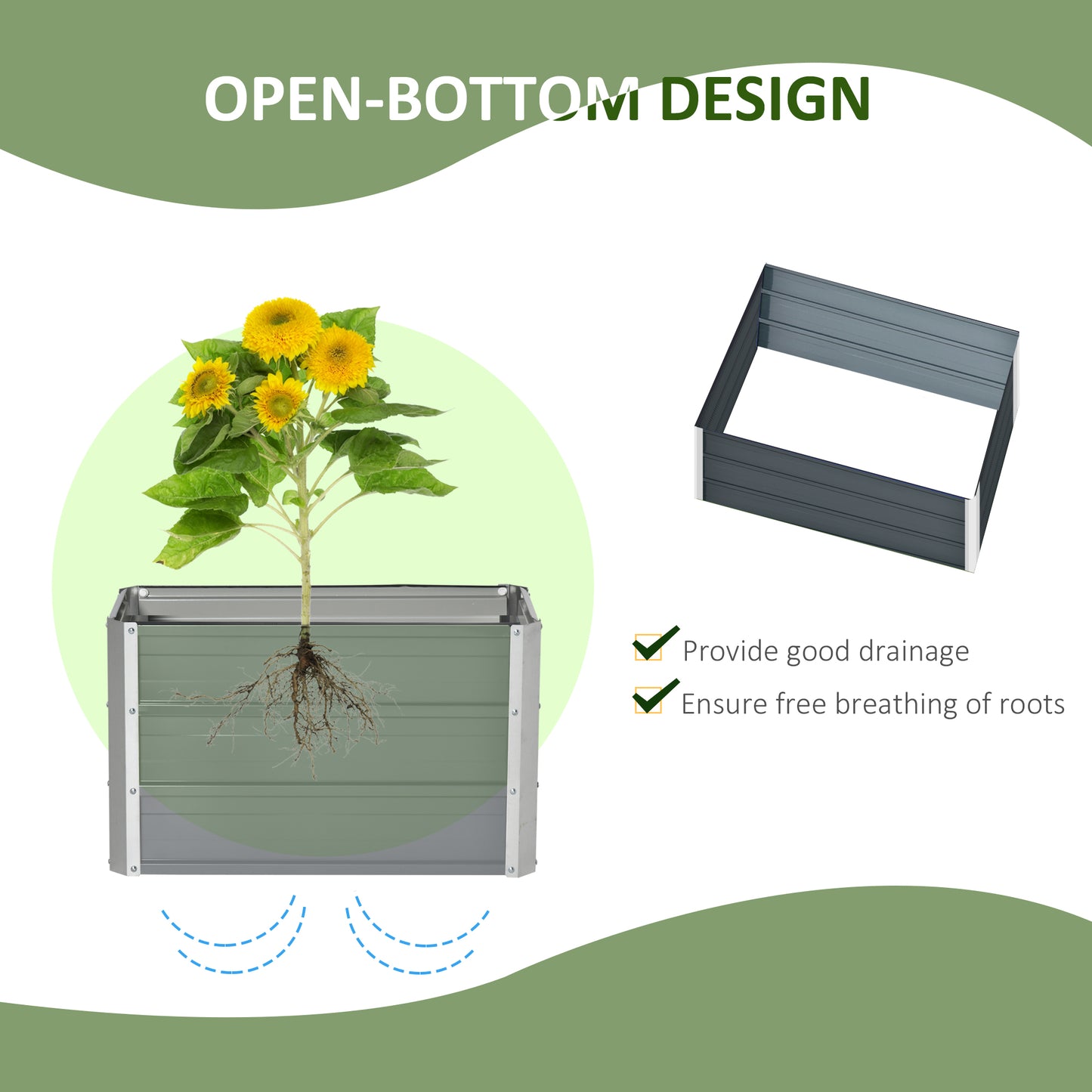 108L Raised Garden Bed, Galvanized Steel Elevated Planter Box w/