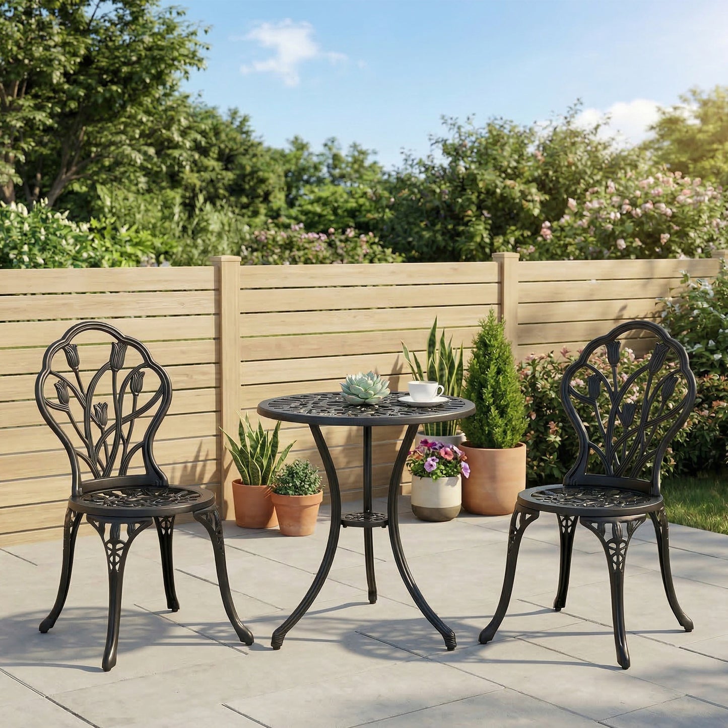 Three-Piece Aluminium Floral Bistro Garden Set