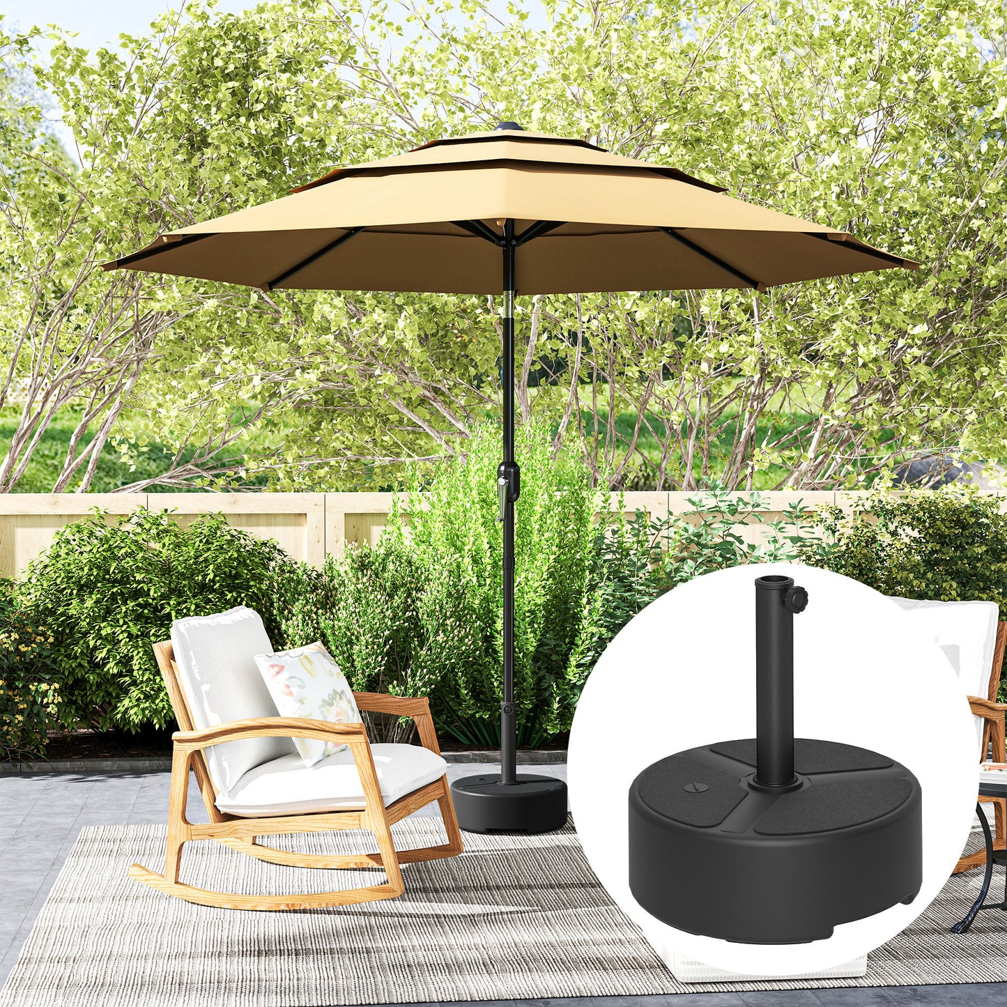 Round Garden Parasol Base, Garden Umbrella Stand Heavy Duty Parasol