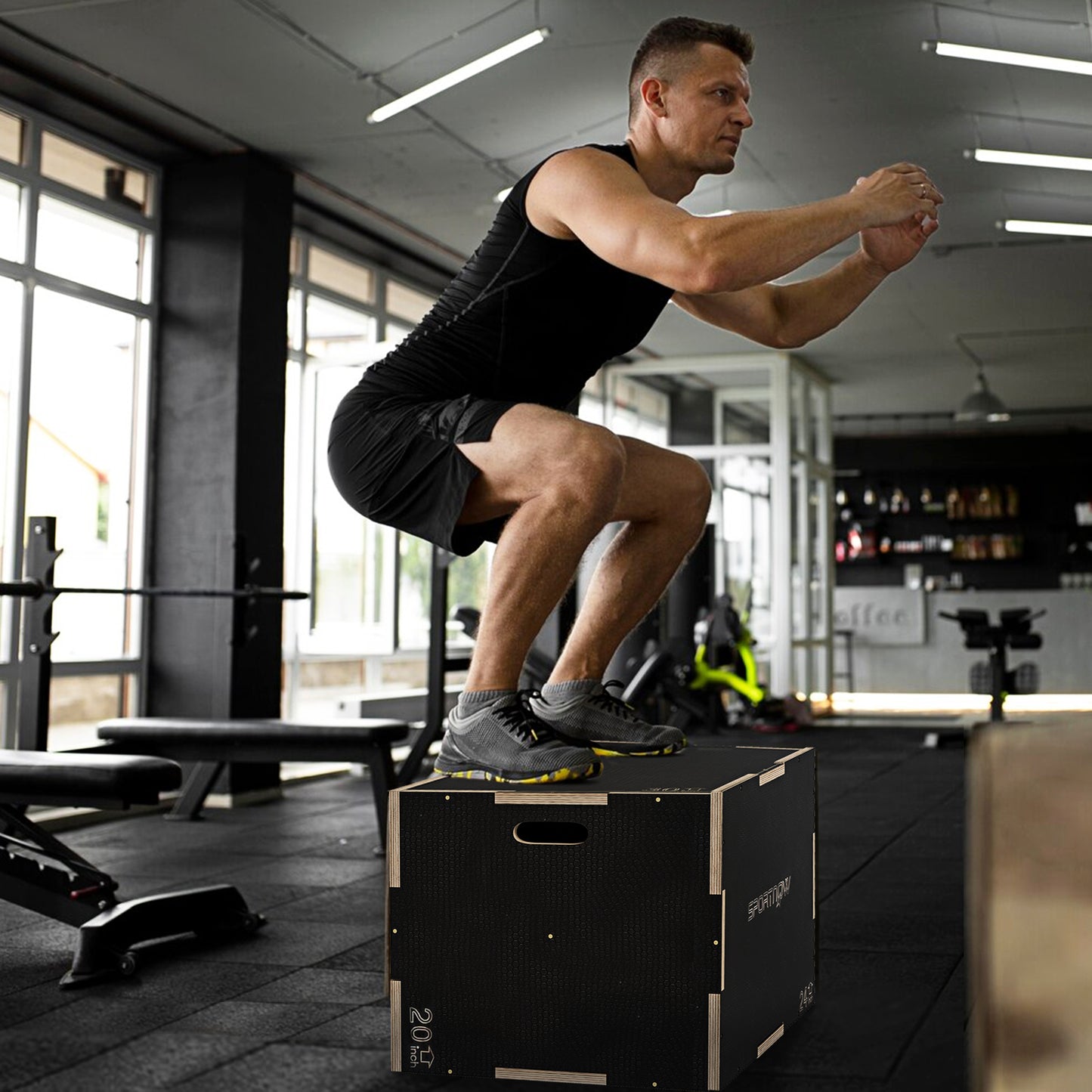 Multi-Faceted Jump Box, Wooden Step Up Box, for Home, Gym, Exercise