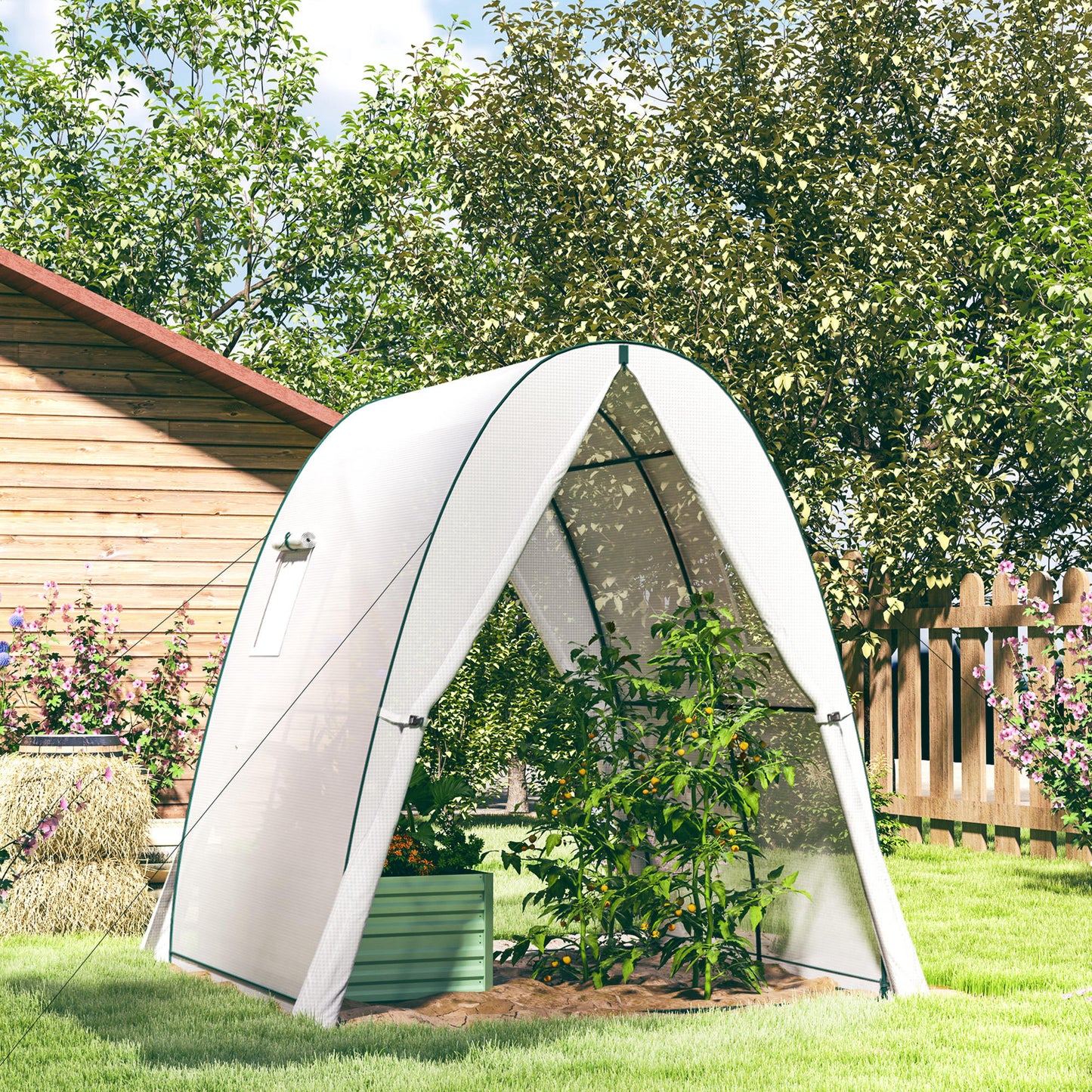 Polytunnel Greenhouse with Sandbags