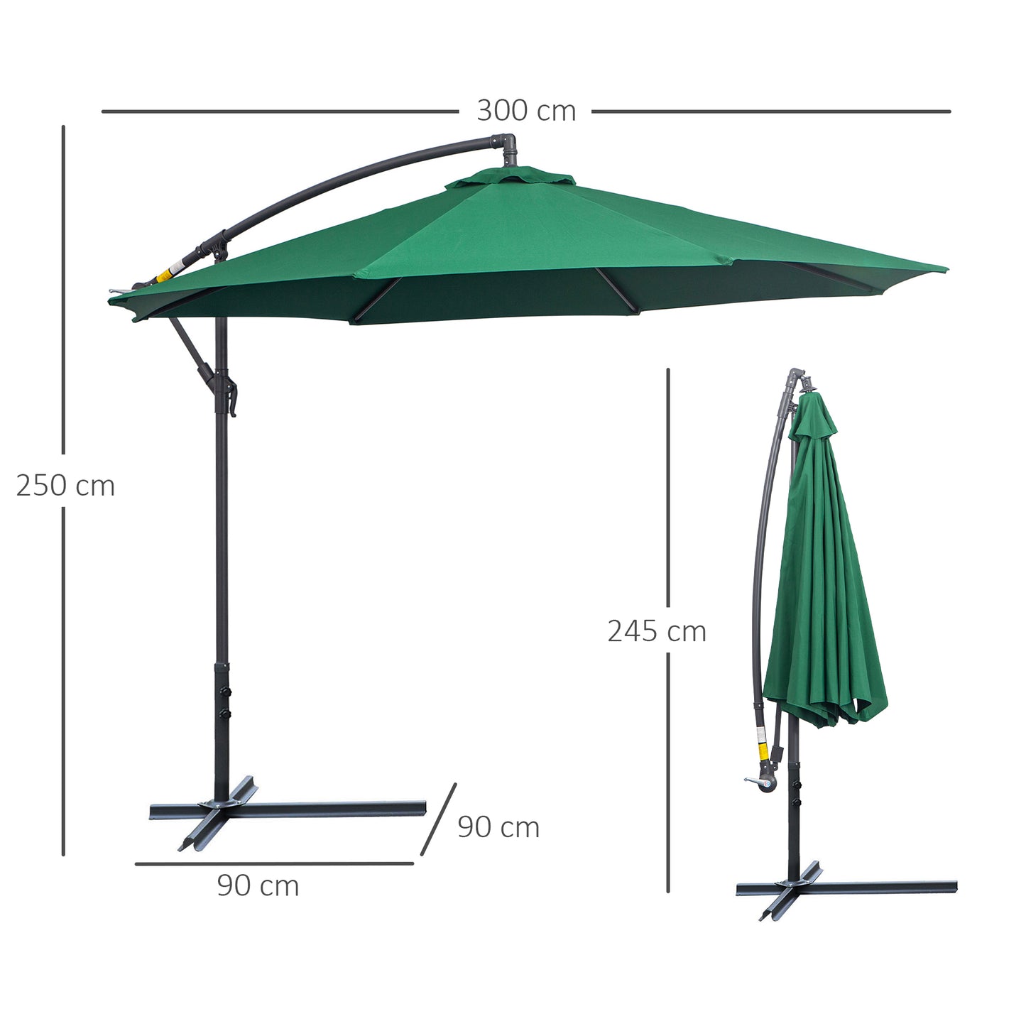 3m Banana Hanging Parasol Umbrella