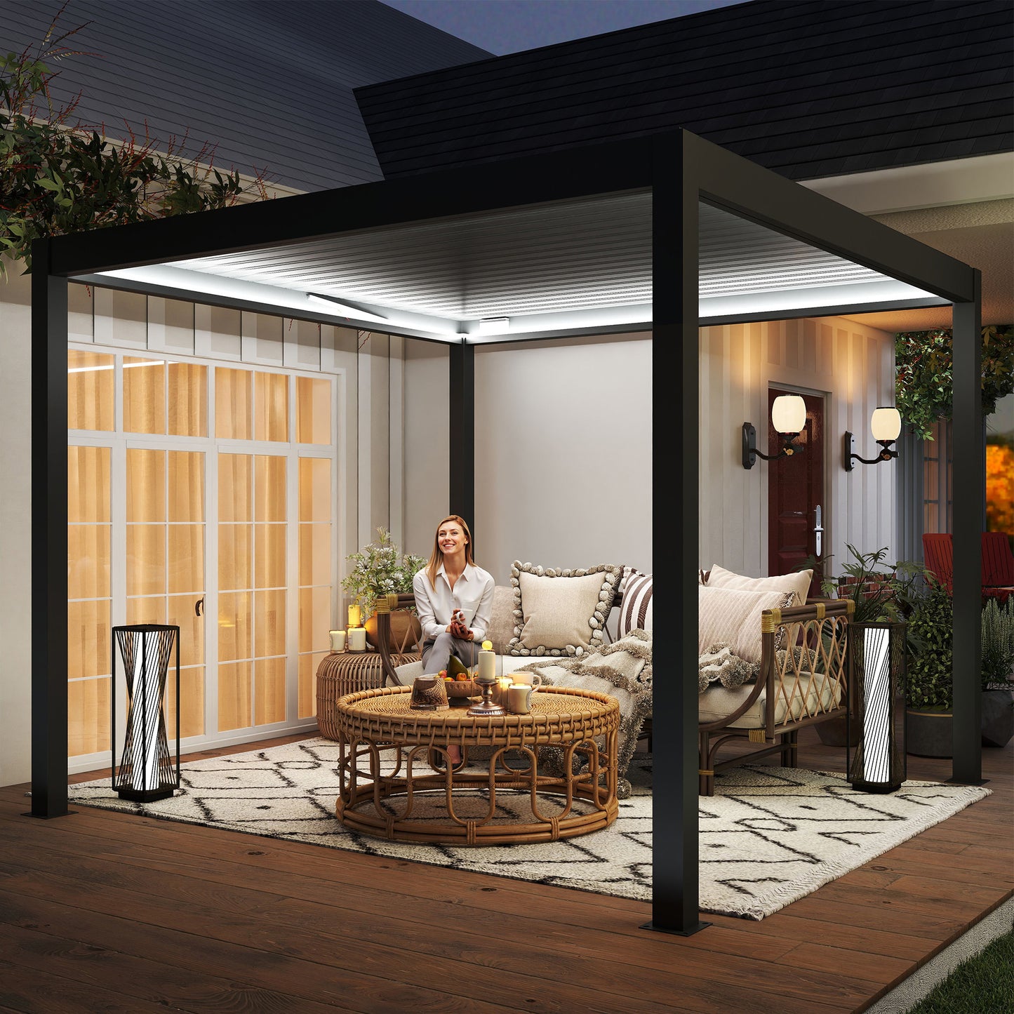 3 x 3(m) Electric Louvered Pergola with LED Lights