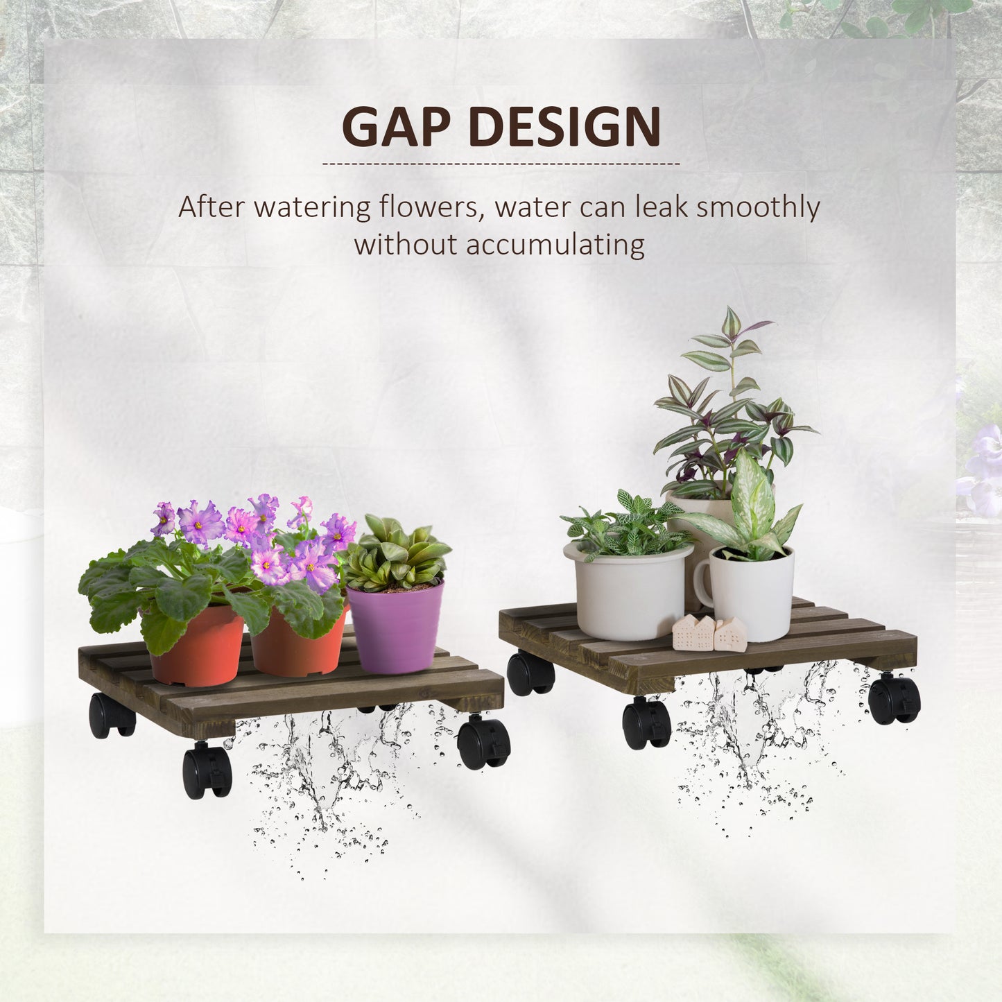 2 Pack Plant Caddy with Wheels