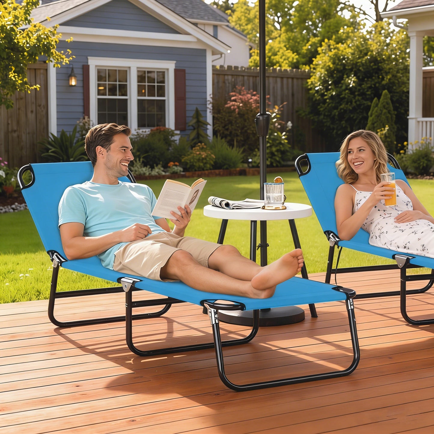 Garden Sun Lounger, with Five-Position Back (4)