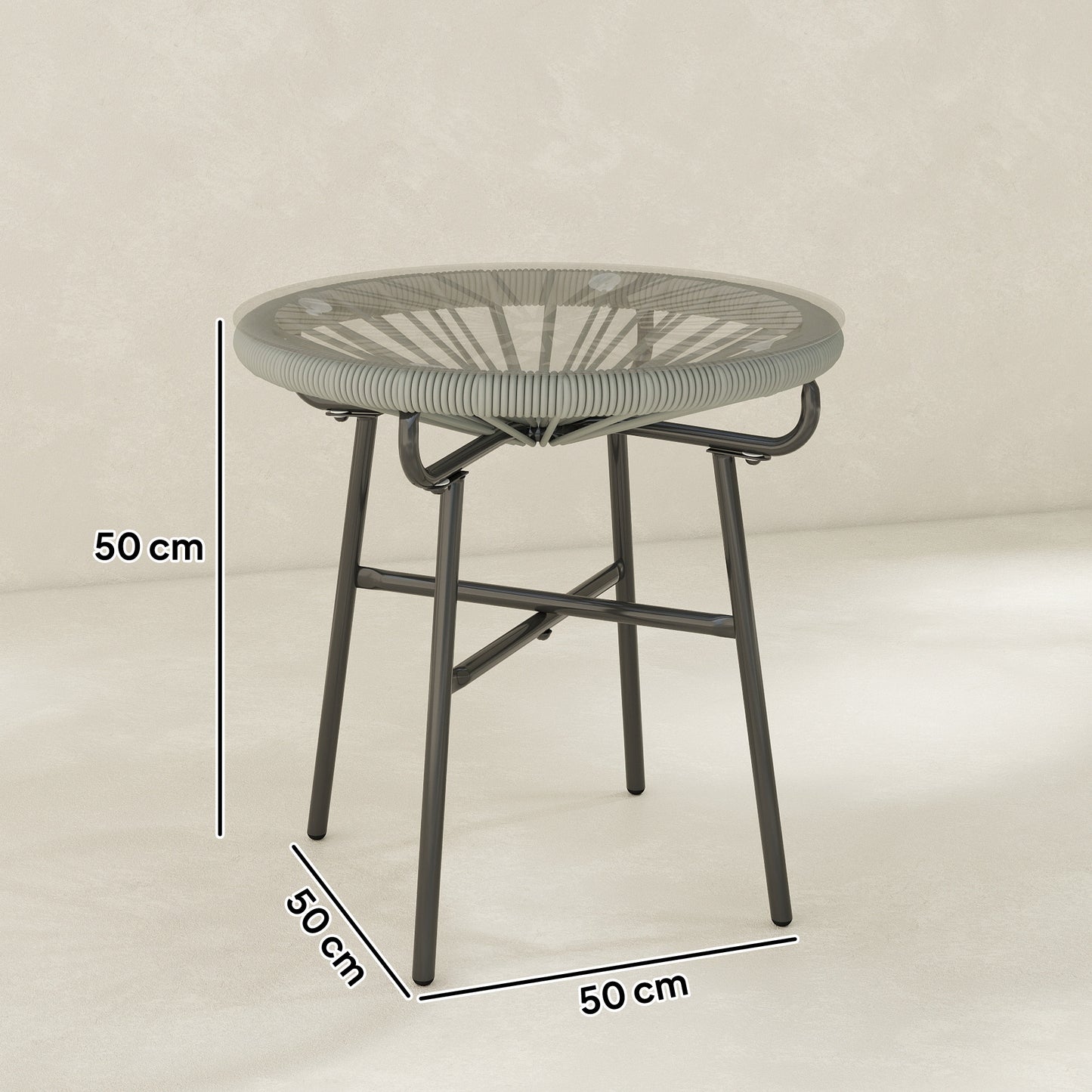 Rattan Side Table, Round Outdoor Coffee Table (1)