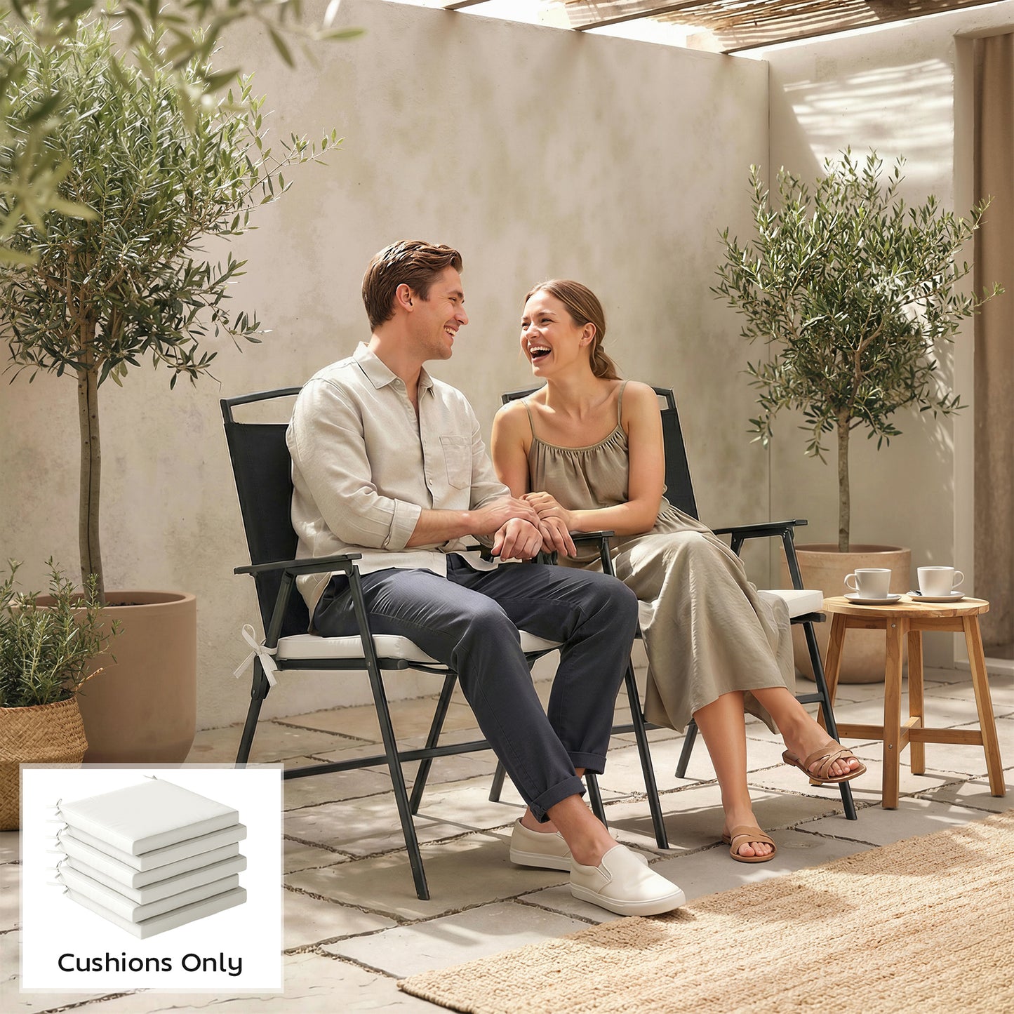 Set of 6 Outdoor Seat Cushions with Machine Washable Cover
