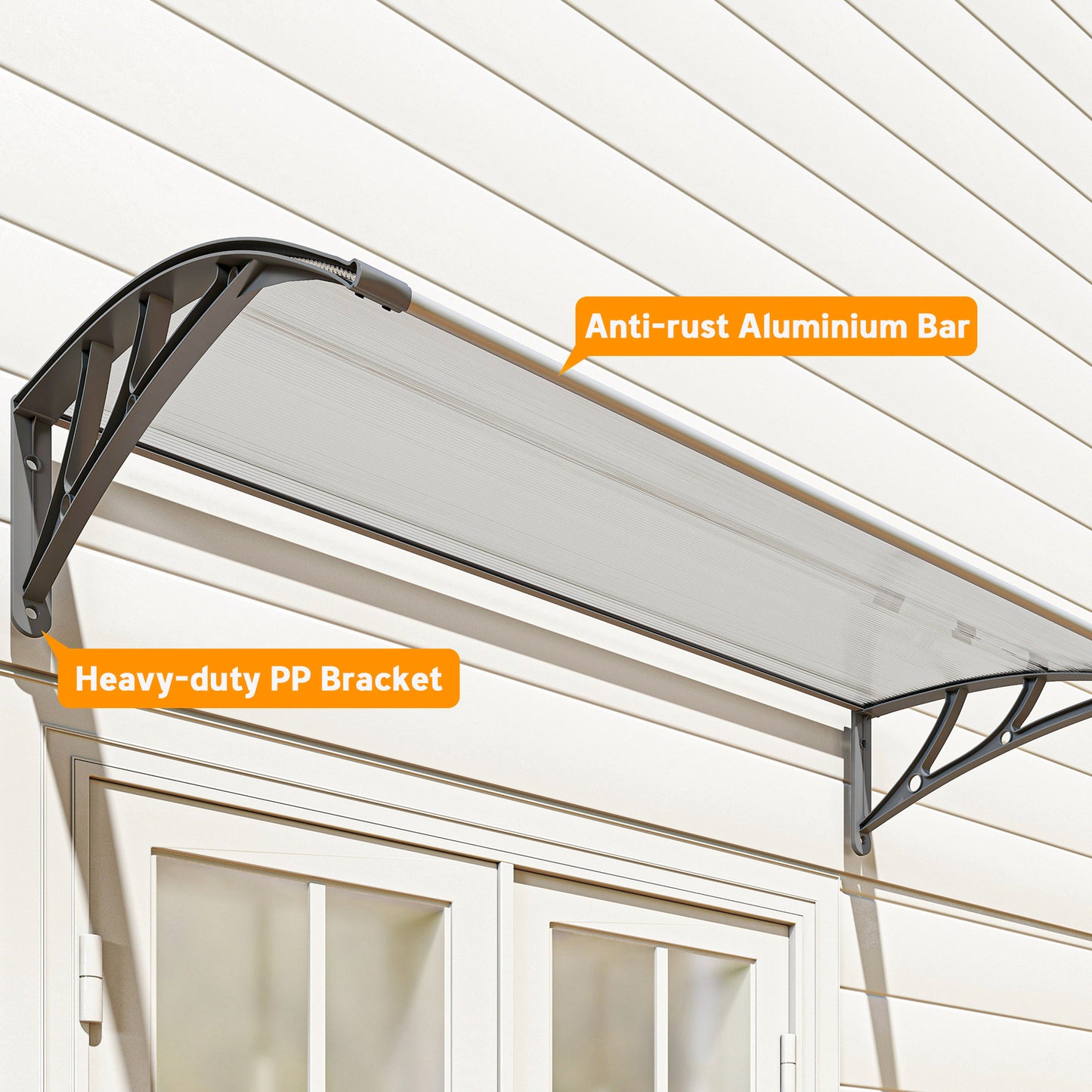 Front Door Canopy, Outdoor Awning, Rain Shelter, 110 x 60cm