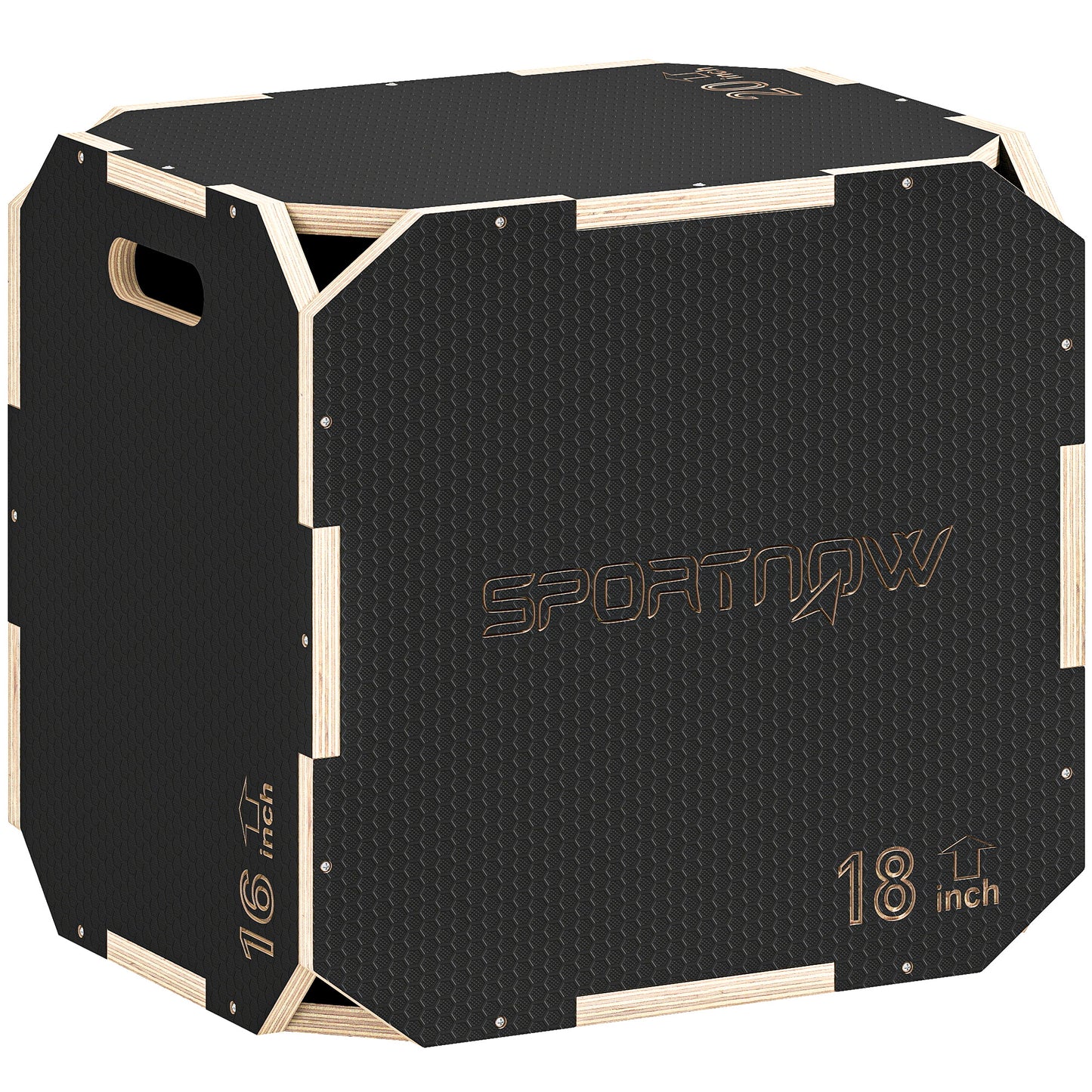 Non-Slip Plyo Box, Corner-free Wooden Jump Box, 41 x 51 x 48 cm