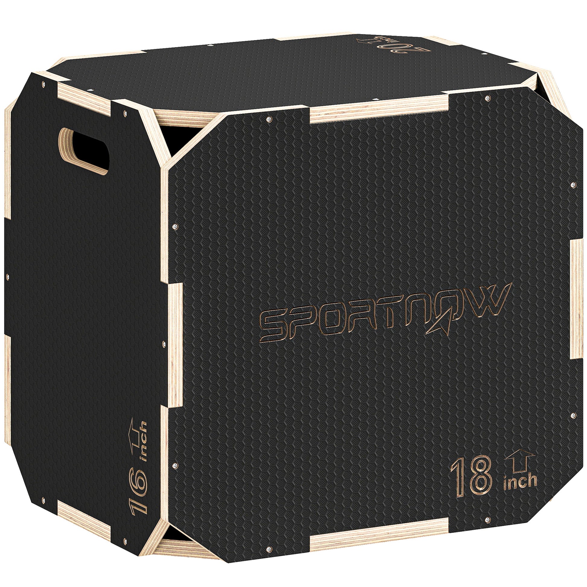 Non-Slip Plyo Box, Corner-free Wooden Jump Box, 41 x 51 x 48 cm