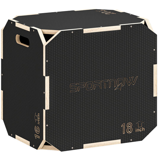 Non-Slip Plyo Box, Corner-free Wooden Jump Box, 41 x 51 x 48 cm