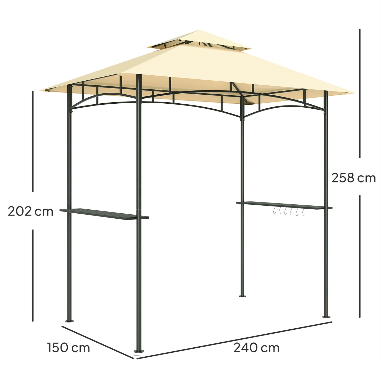 8' x 5' Grill Gazebo, Double Tiered BBQ Gazebo Shelter Canopy