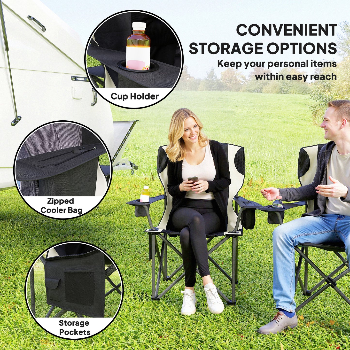 Set of 2 Folding Camping Chairs