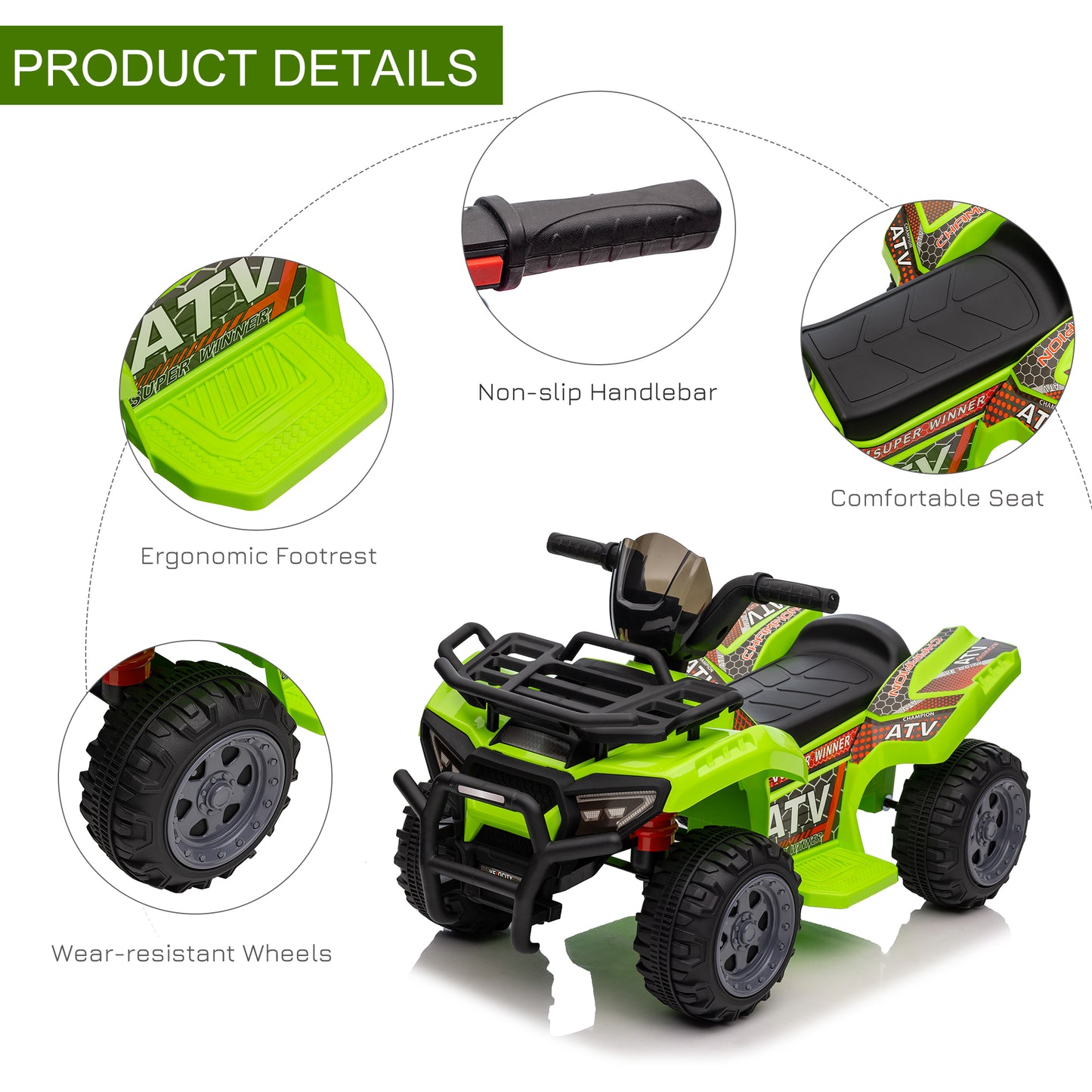 6V Kids Electric Ride on Car Toddlers Quad Bike All Terrain Vehicle