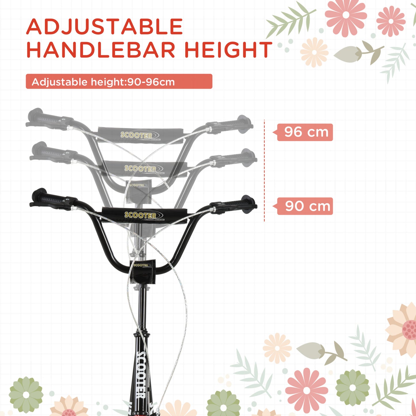 Kick Scooters for Kids with Adjustable Height, Anti-Slip Deck