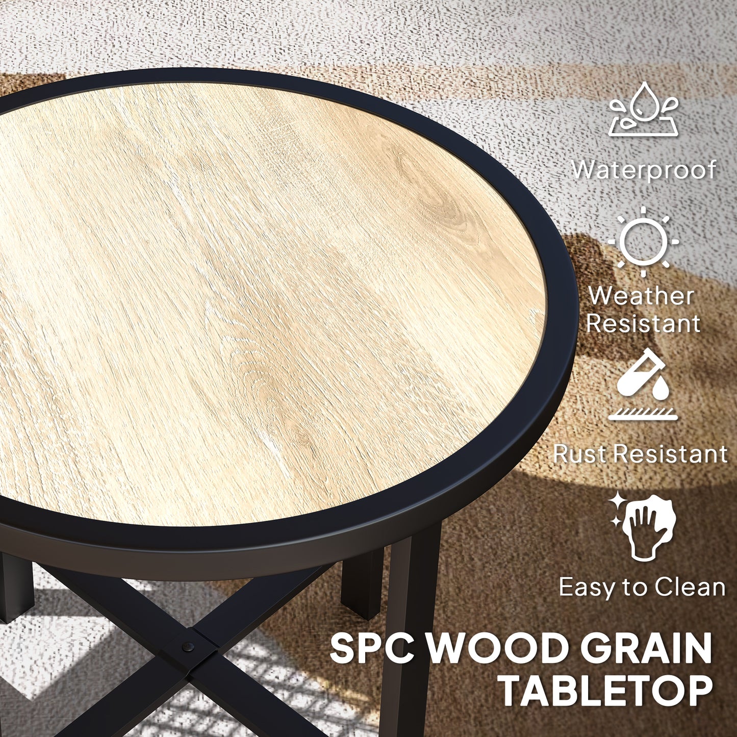 Round Small Garden Table, 50.5cm Outdoor Side Table (1)