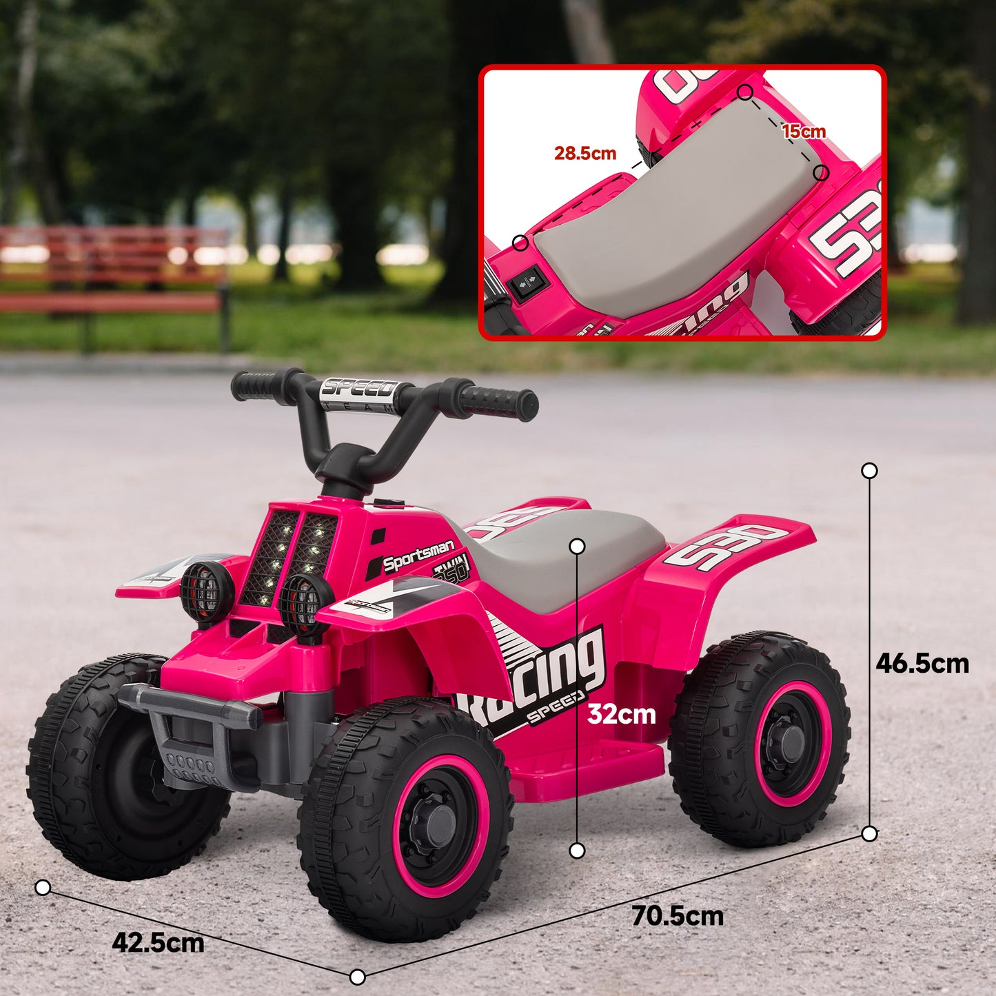 6V Electric Quad Bike for Kids, Ride On ATV w/ Forward/Reverse