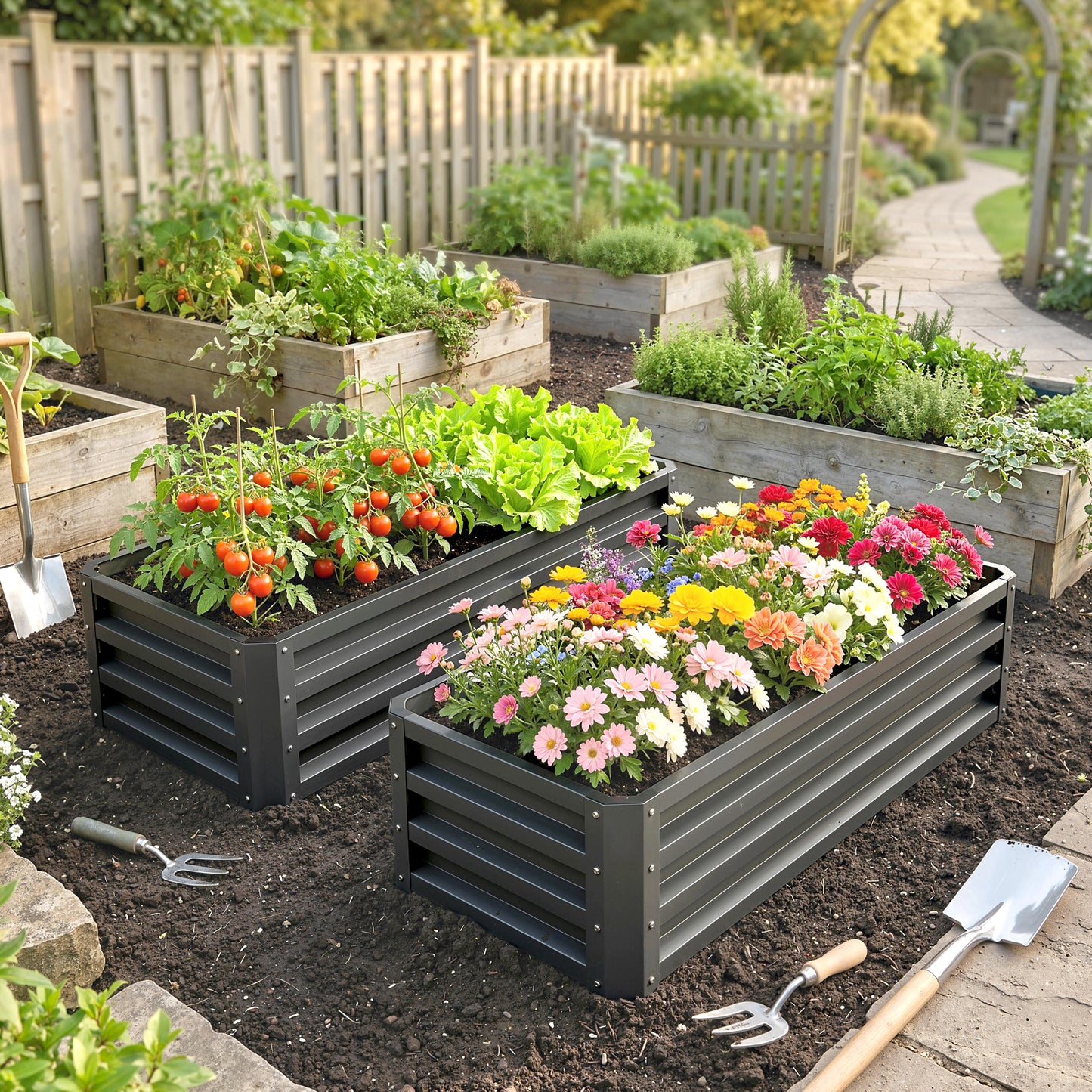 Set of Two 110 x 50cm Steel Planter Boxes