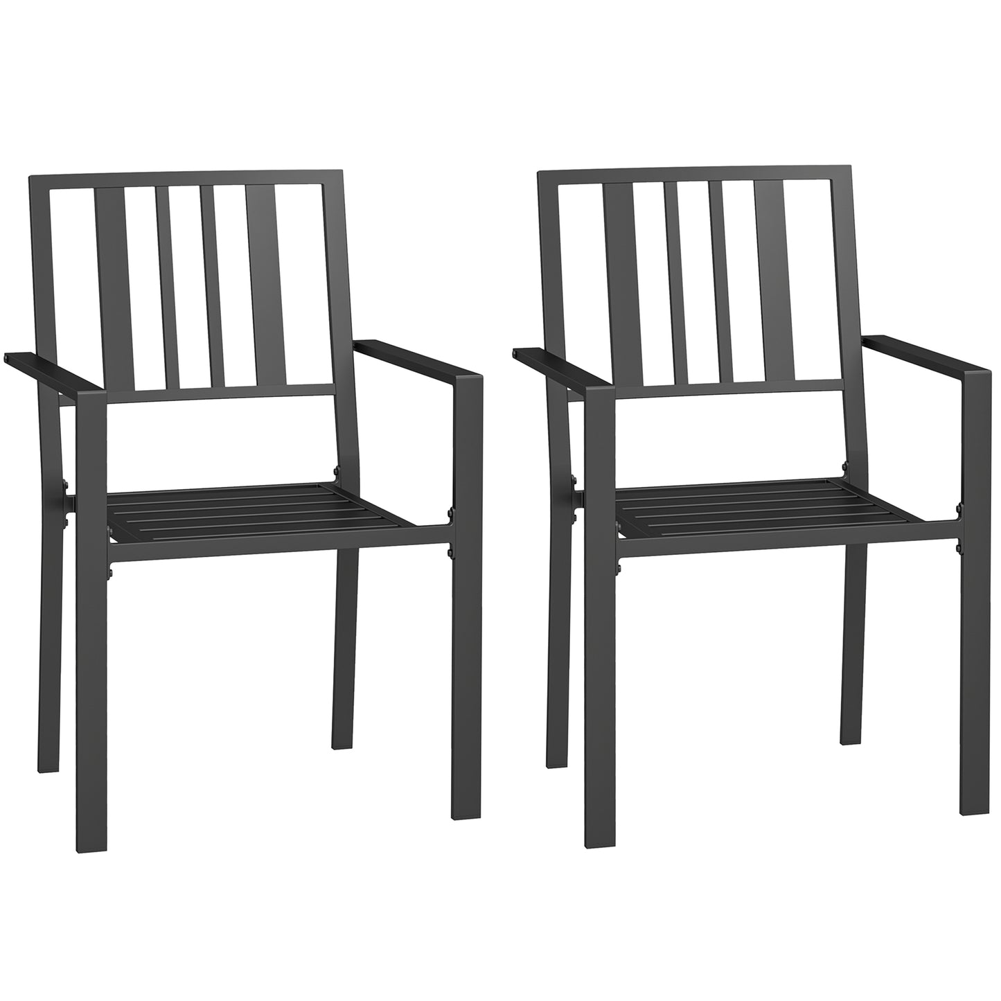 Set of Two Minimal Metal Garden Chairs