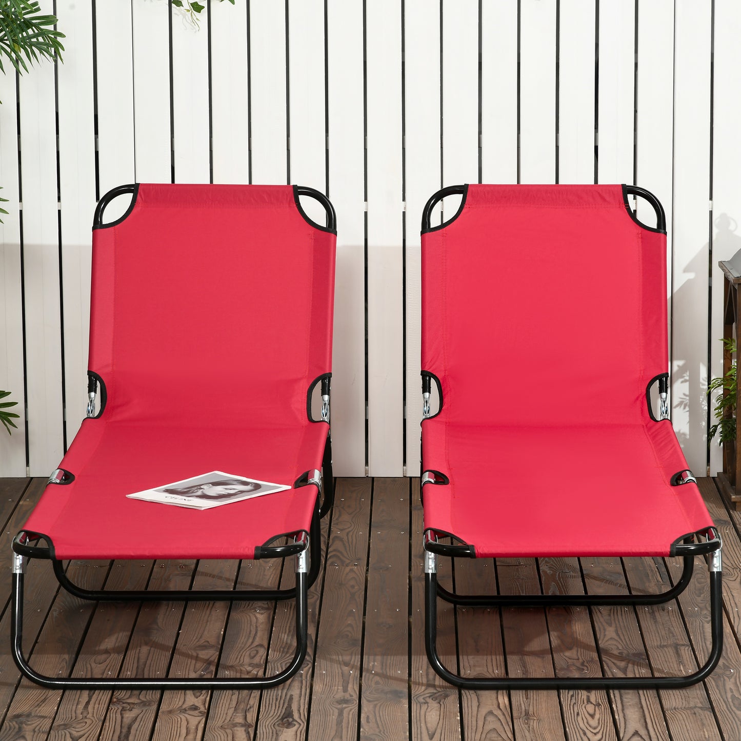 Set of Two Folding Sun Loungers (1)