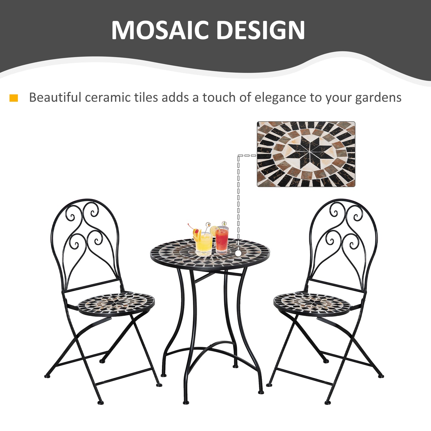 3 Pieces Garden Bistro Set with Coffee Table
