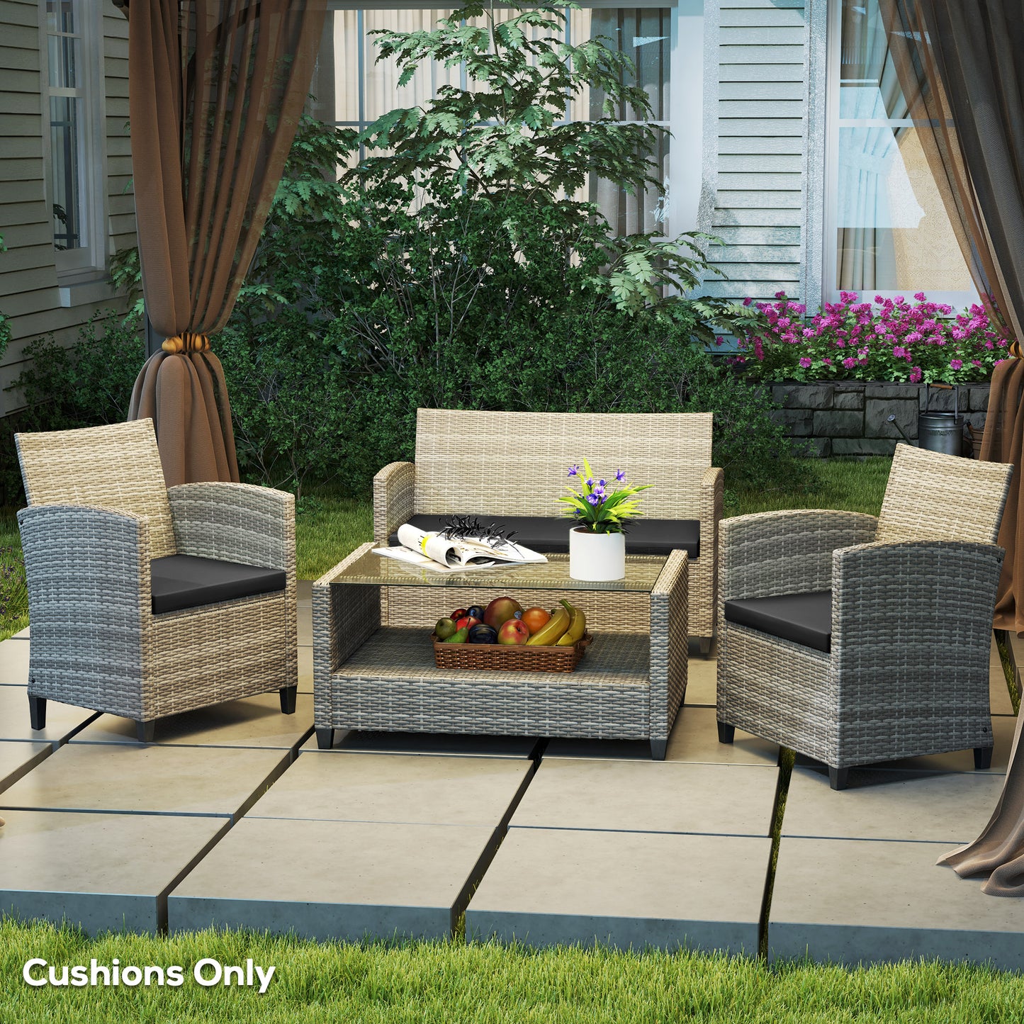 Outdoor Seat Cushion Pads for Rattan Furniture