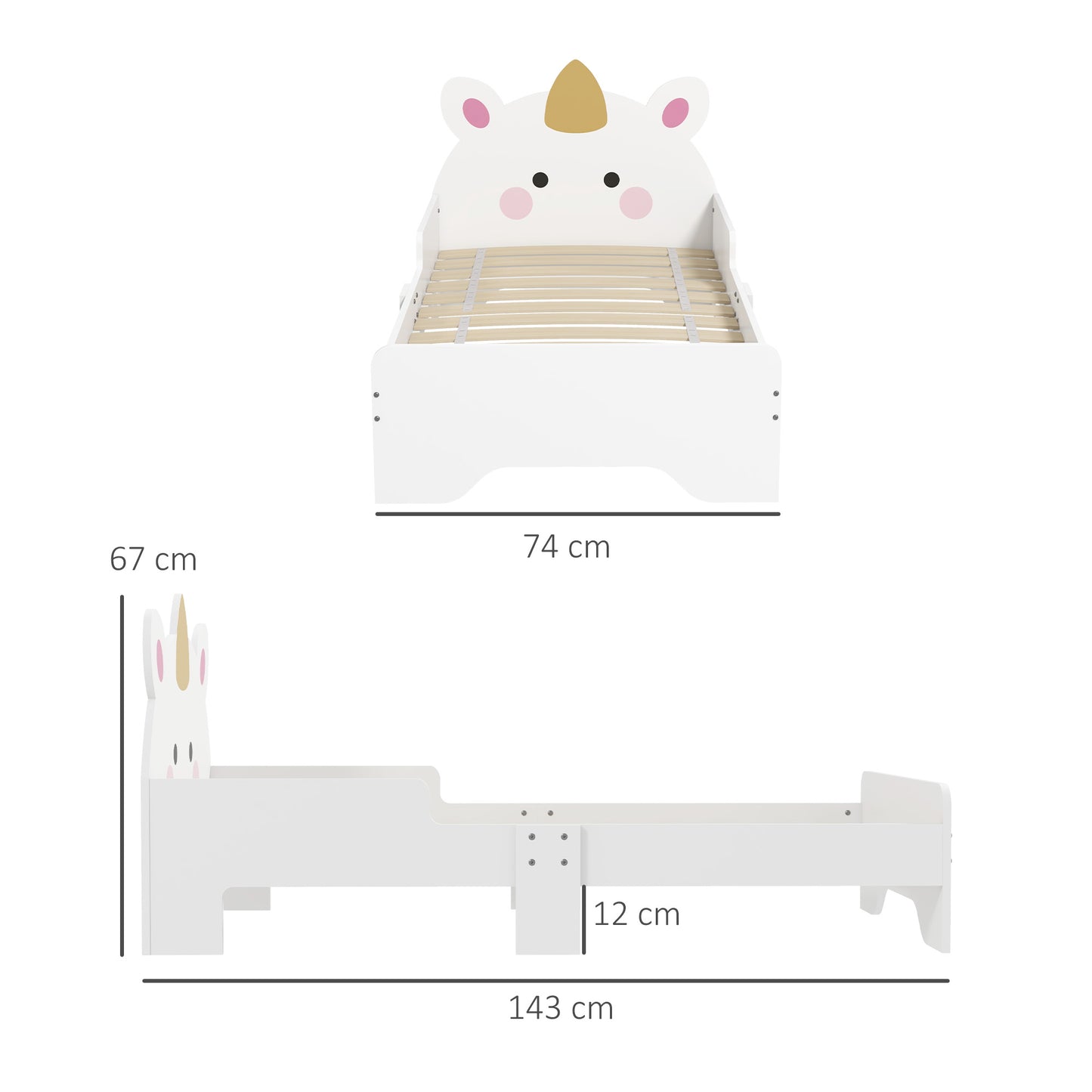 Unicorn-Designed Toddler Bed, Kids Bedroom Furniture