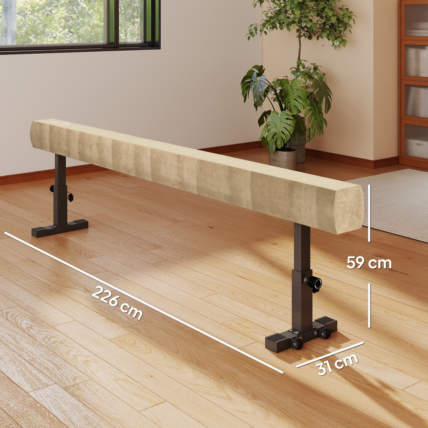 7.5ft Adjustable Balance Beam, Gymnastics Beam with Wheels