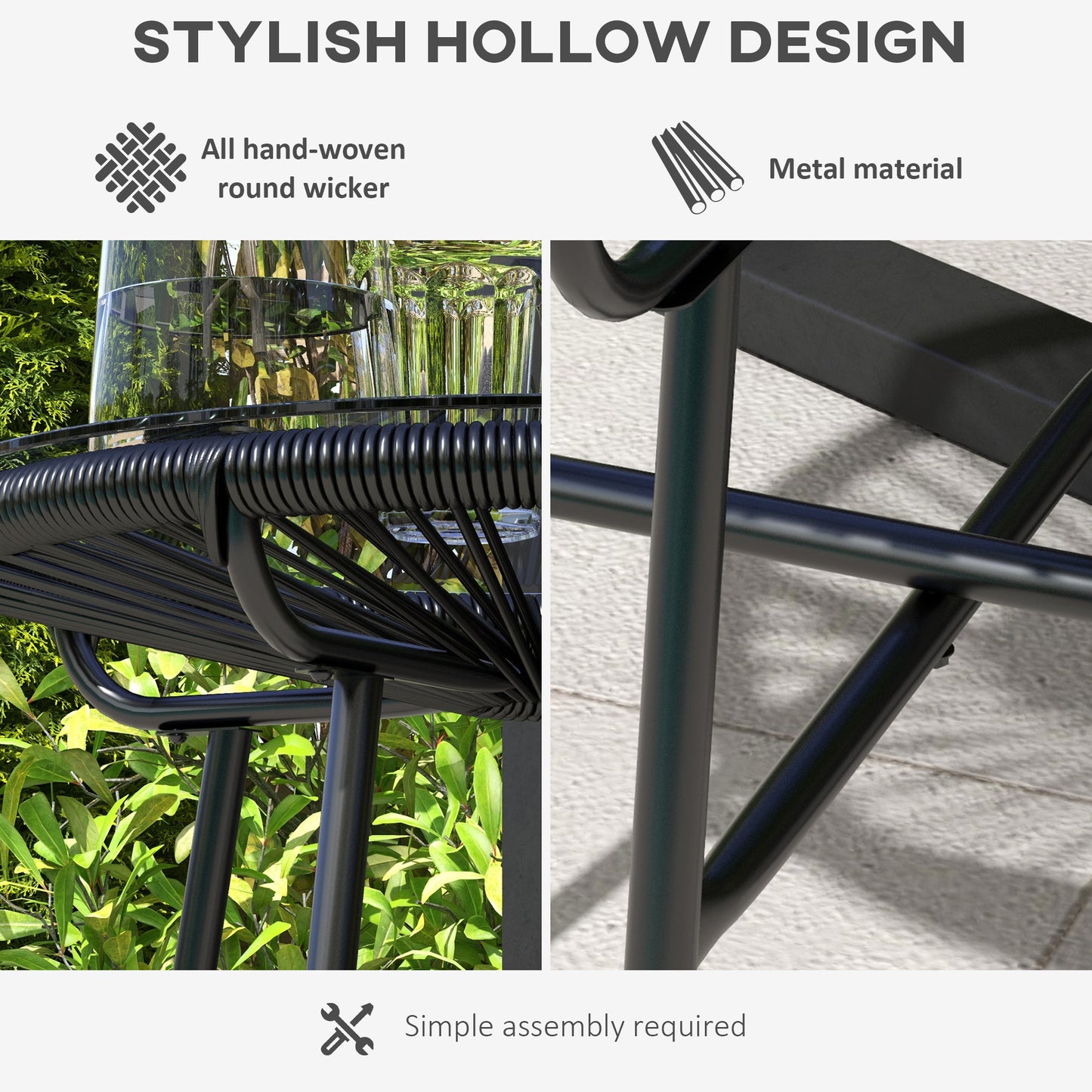Rattan Side Table, Round Outdoor Coffee Table