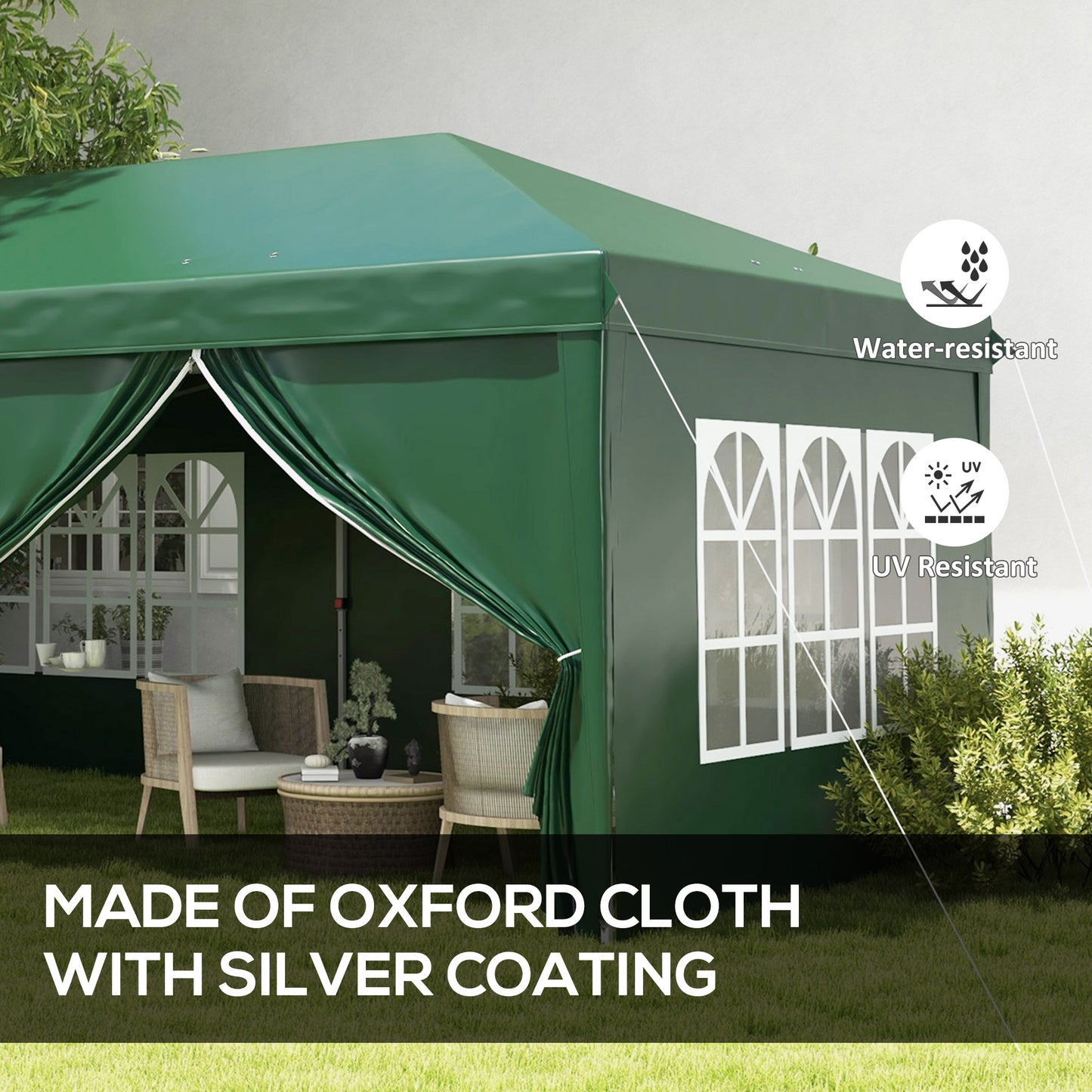 3 x 6m Pop-Up Gazebo, with Curtain Walls and Windows