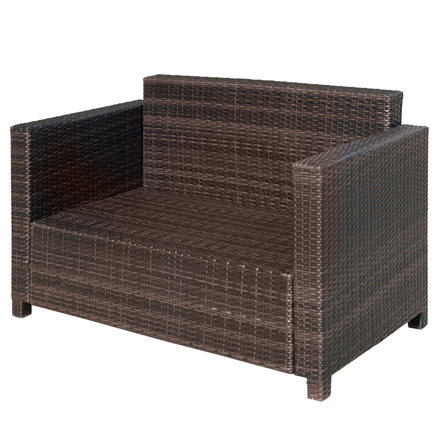 Rattan Sofa, 2 Seater Garden Furniture with Soft Padded Cushion (2)
