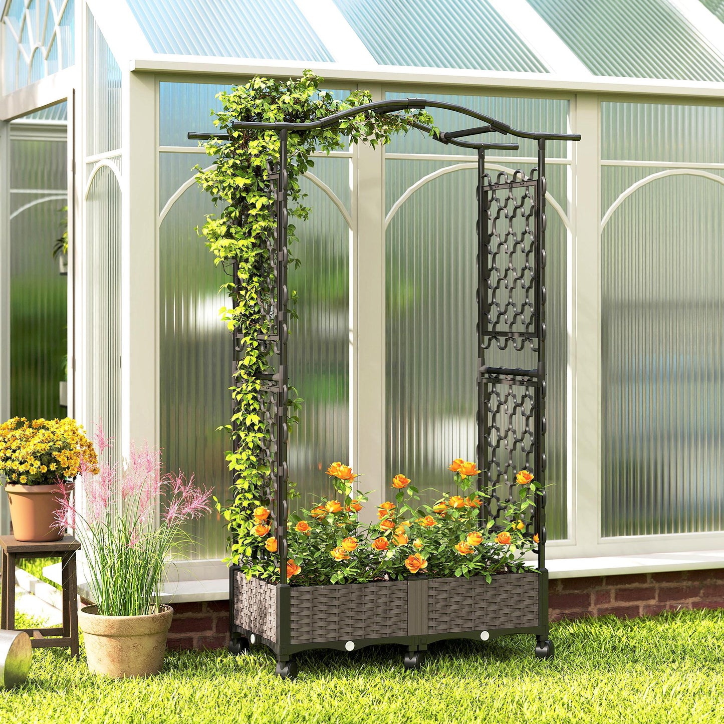 Raised Garden Bed with Arch Trellis (1)